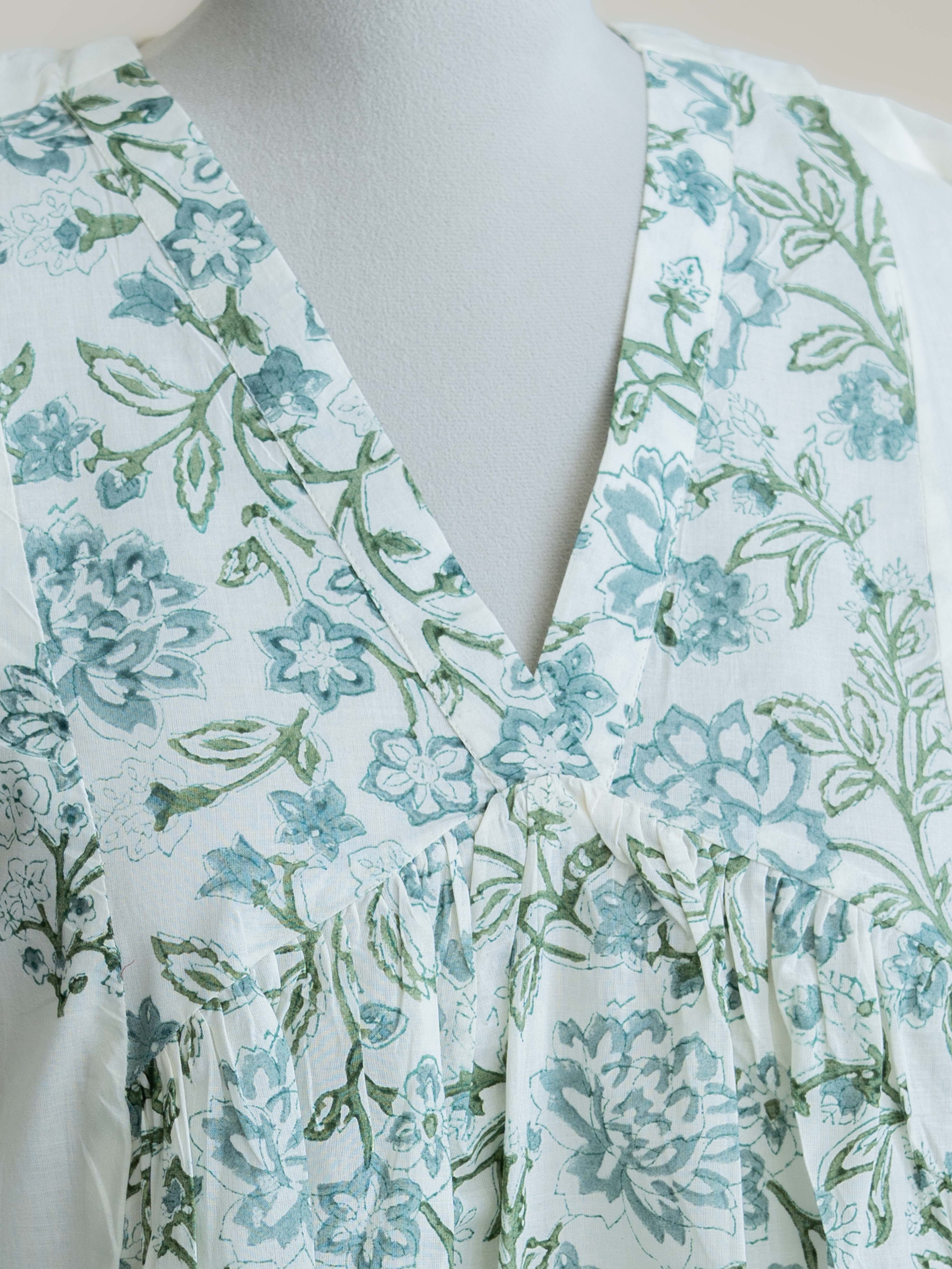 Rakaya Cotton Block Printed A-Line Kurta