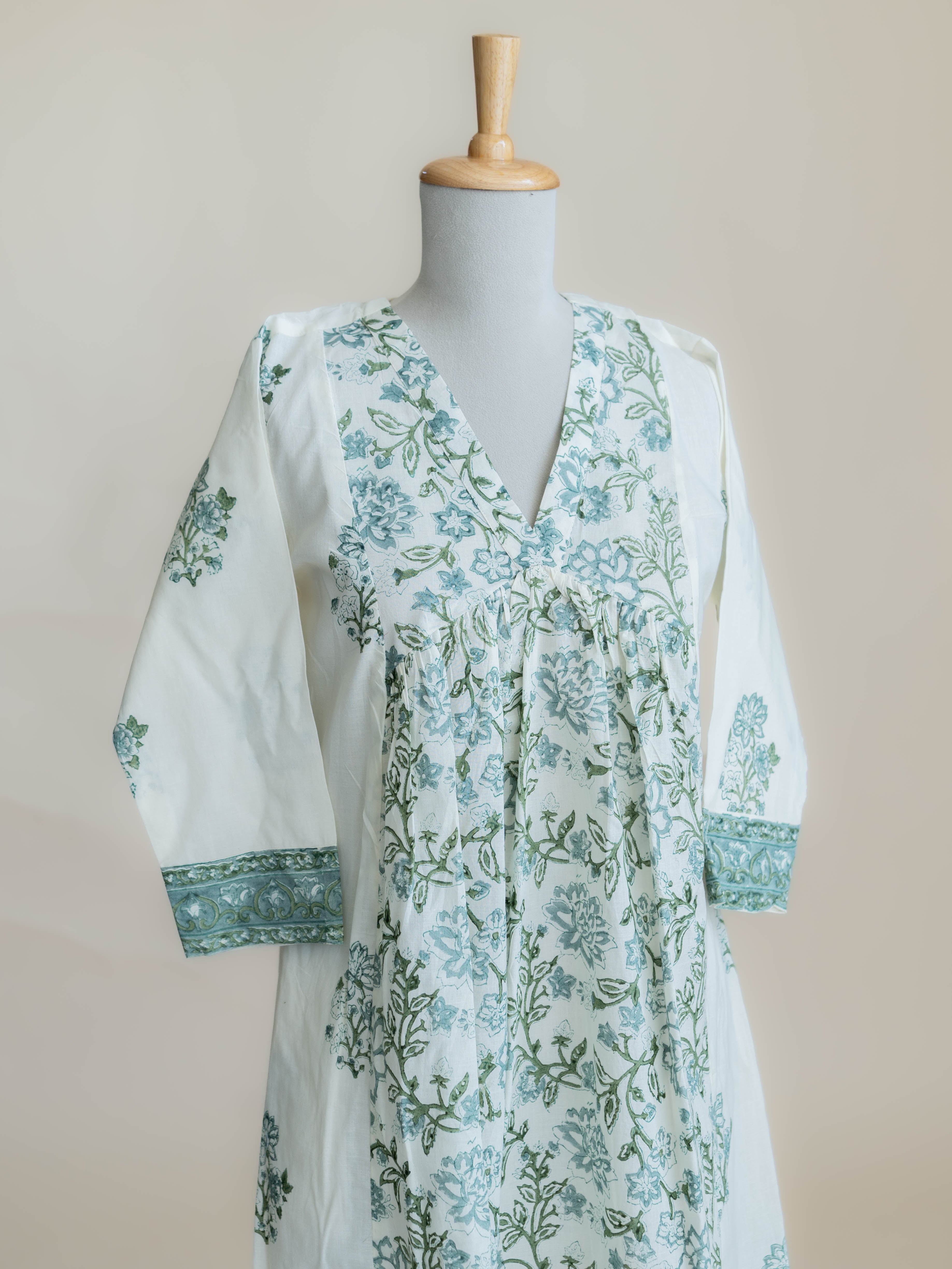 Rakaya Cotton Block Printed A-Line Kurta