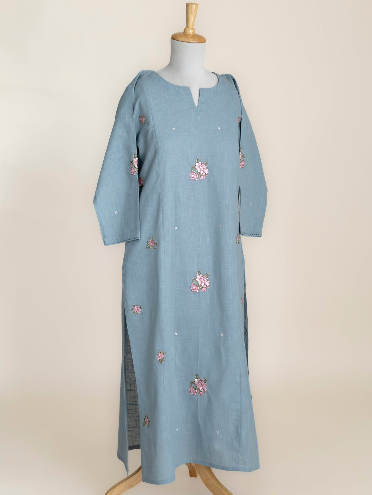 Hyzah Cotton Embroidered Straight Kurta - AINA