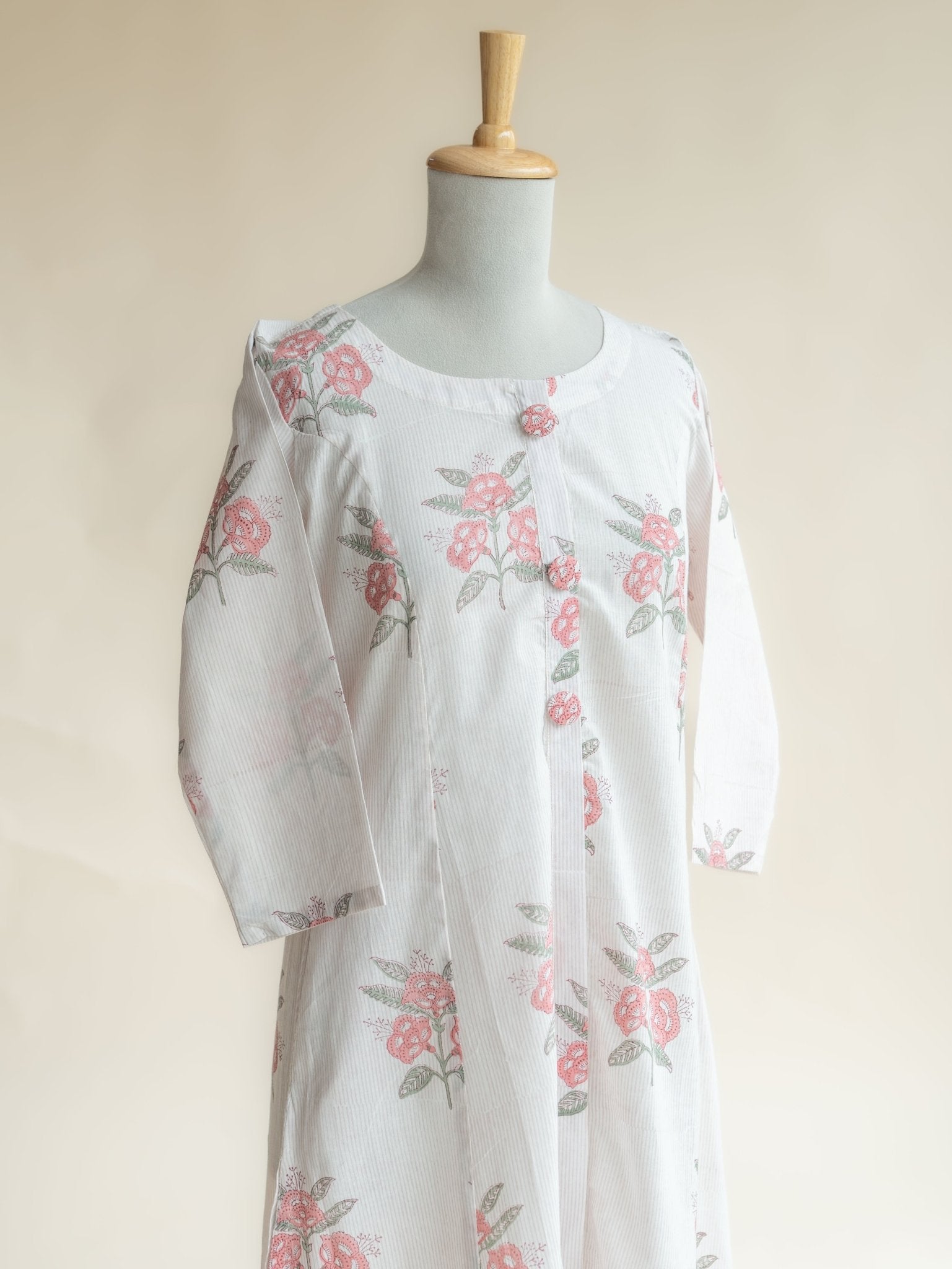 Idaya Cotton Block Printed A-Line Kurta - AINA