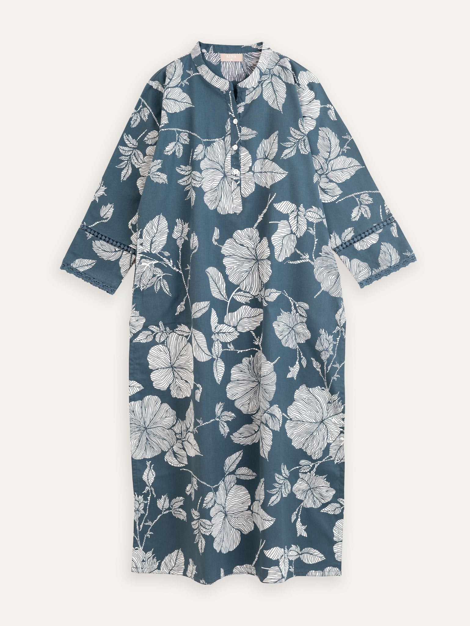 Iha Cotton Flax Printed Straight Kurta - AINA
