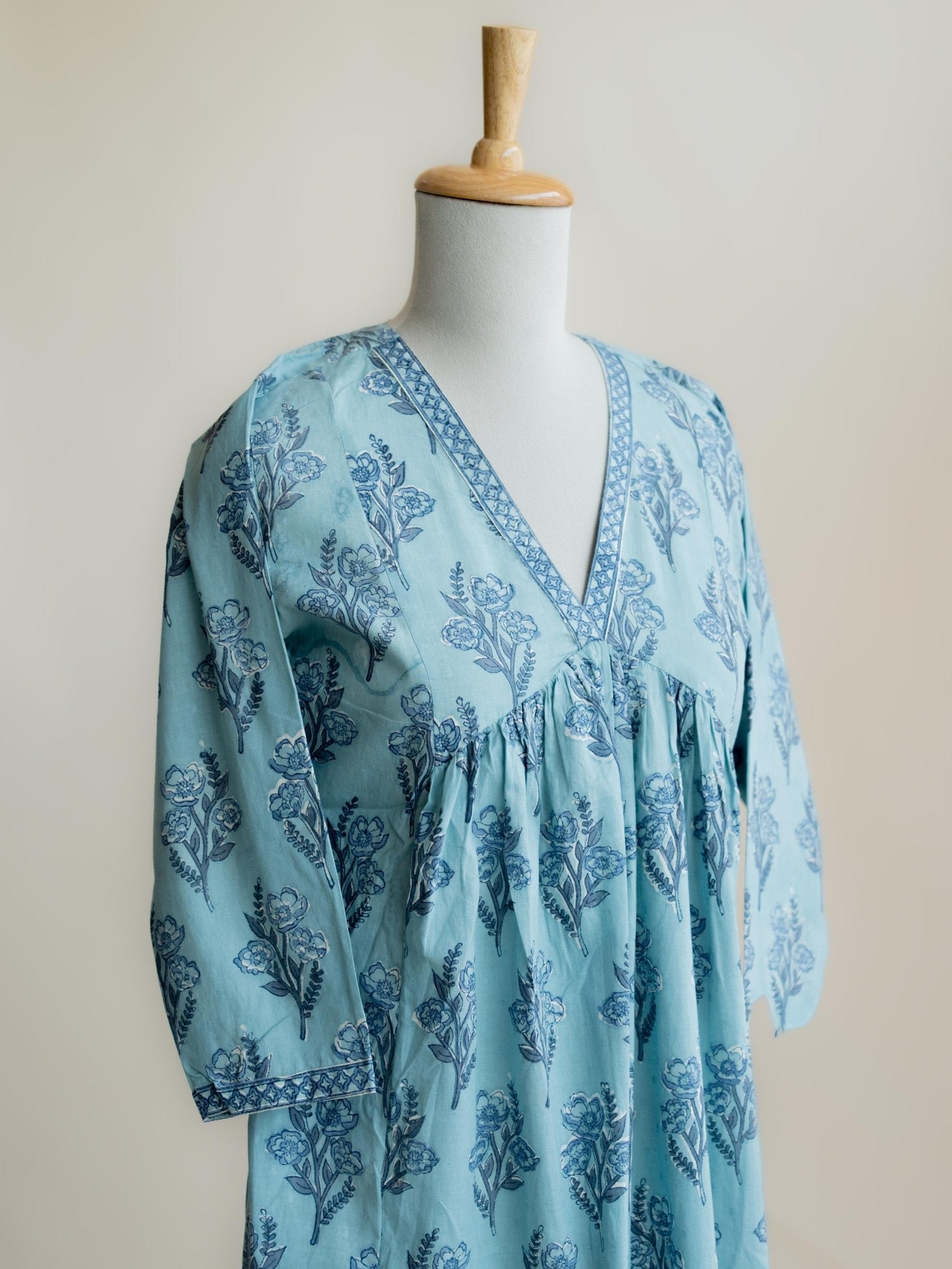 Ihita Cotton Block Printed A - Line Kurta - AINA