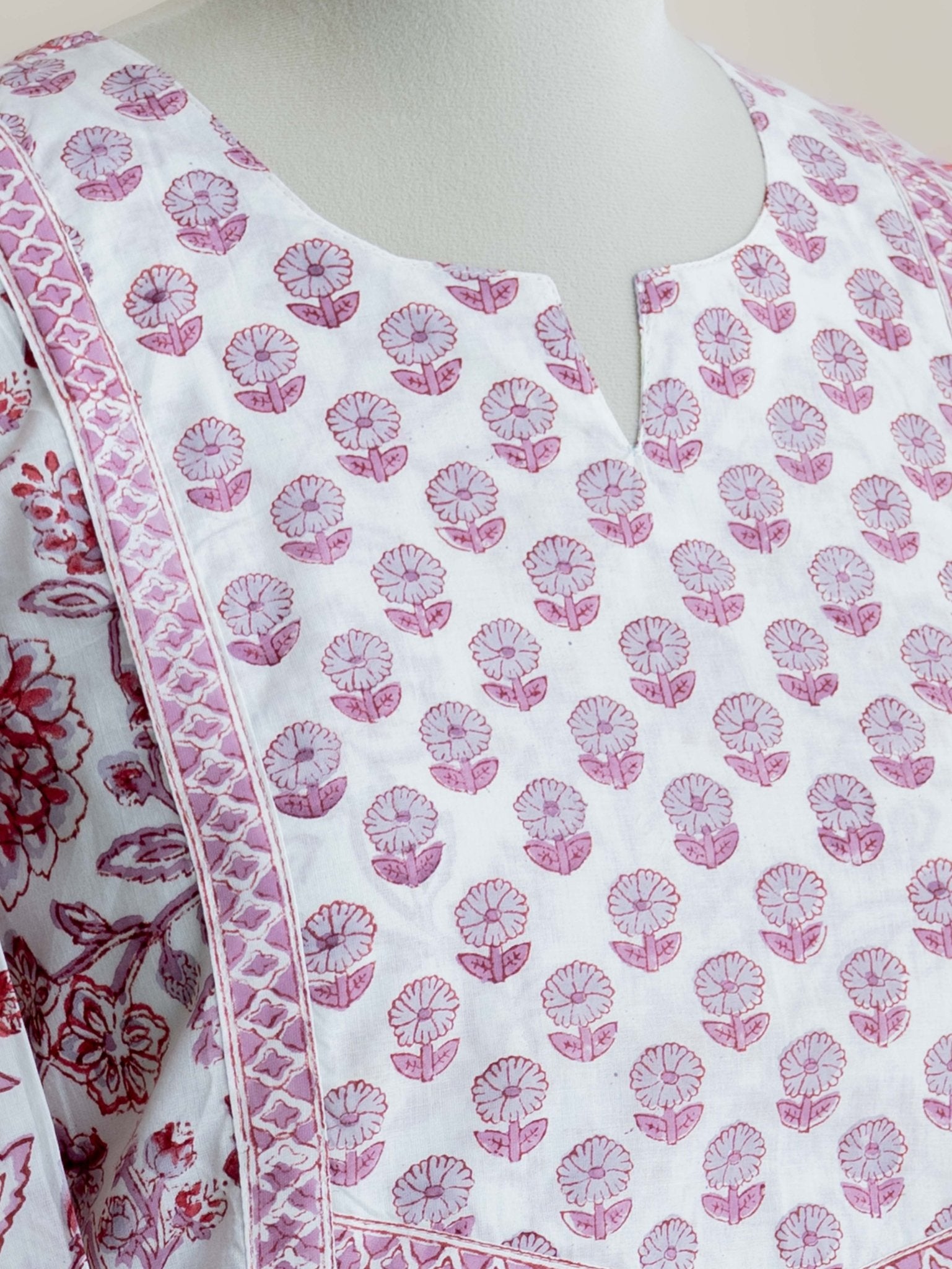 Insha Cotton Block Printed Straight Kurta - AINA