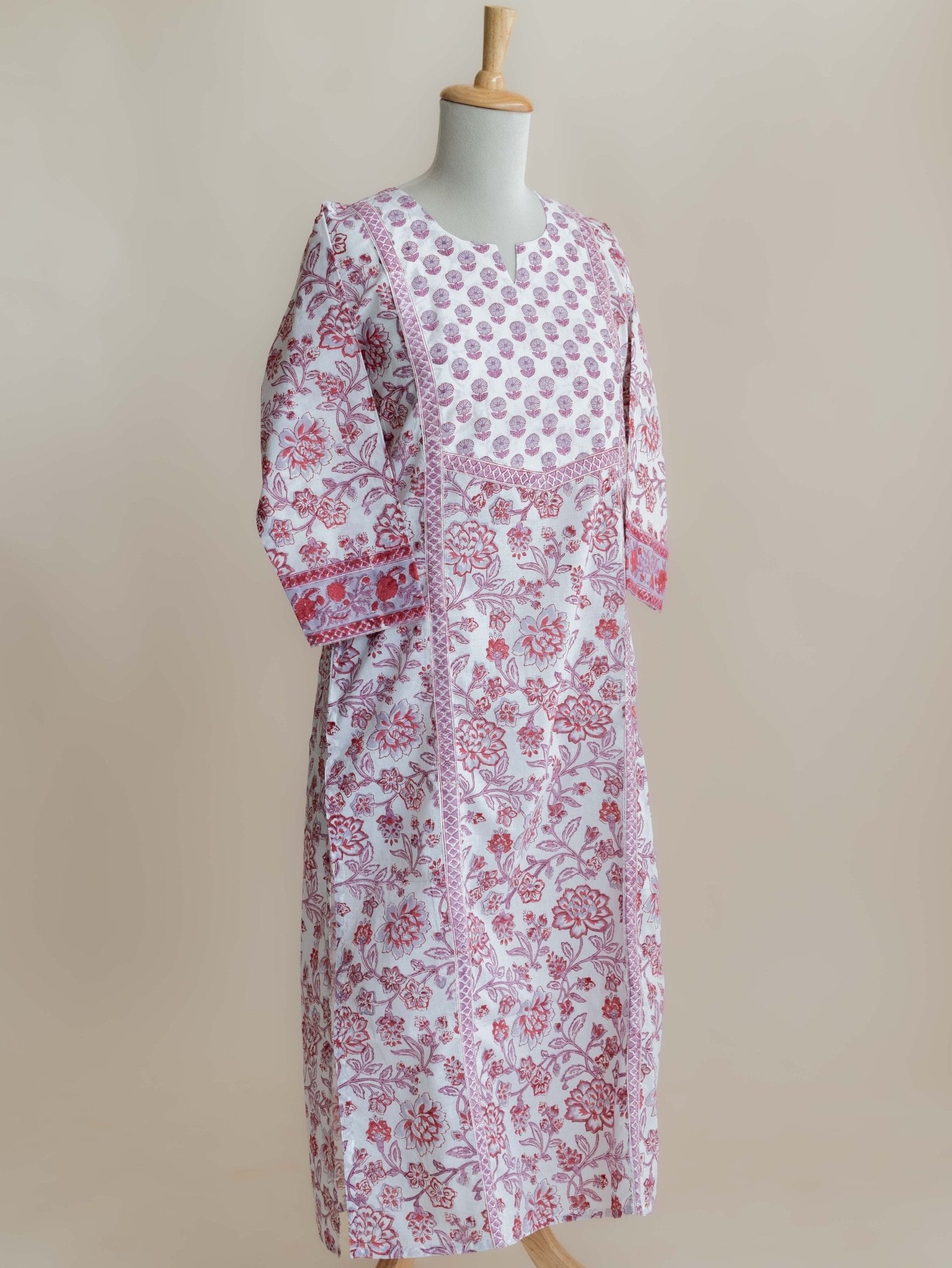 Insha Cotton Block Printed Straight Kurta - AINA