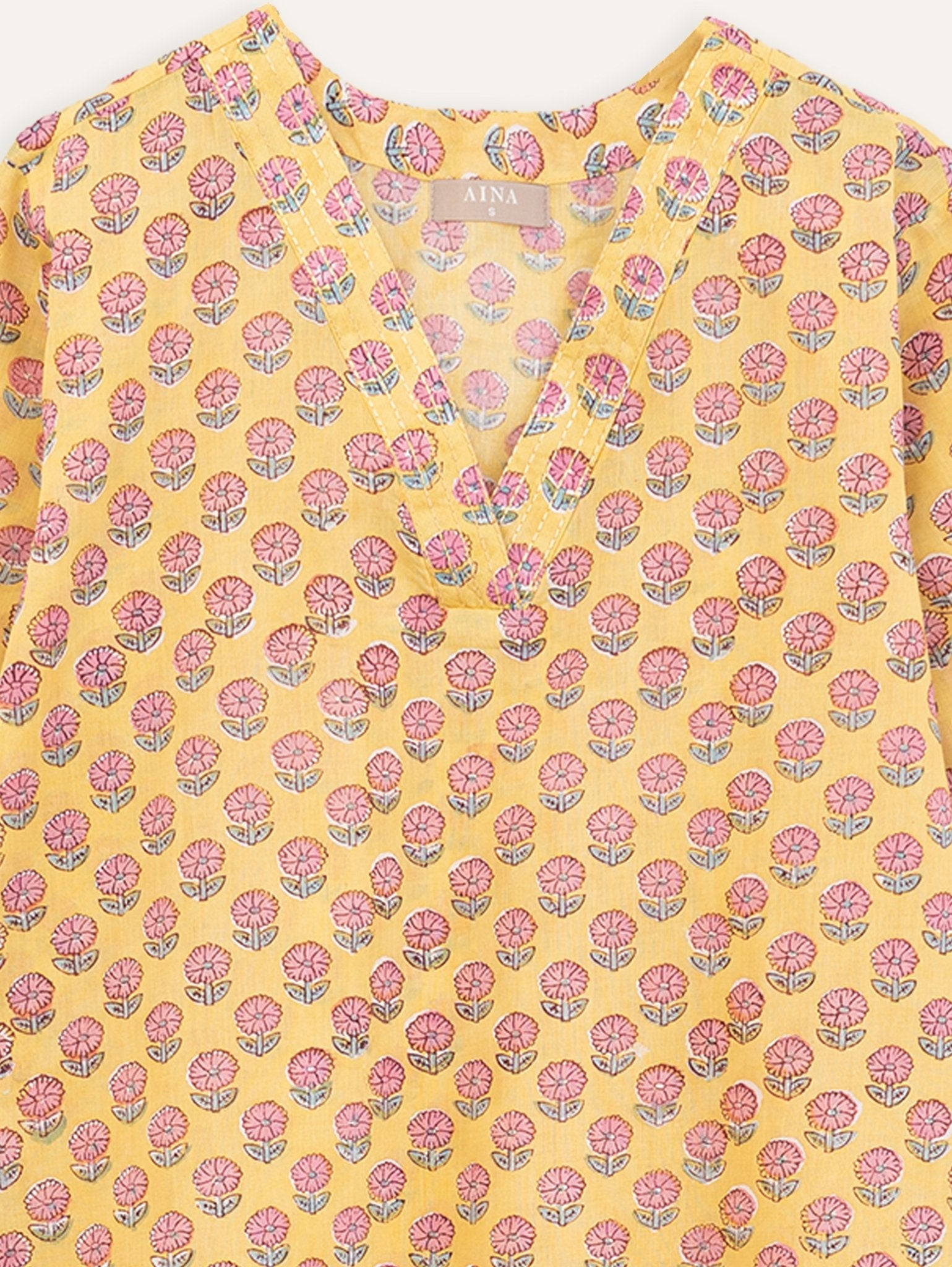 Iriene Cotton Block Printed A - Line Kurta - AINA