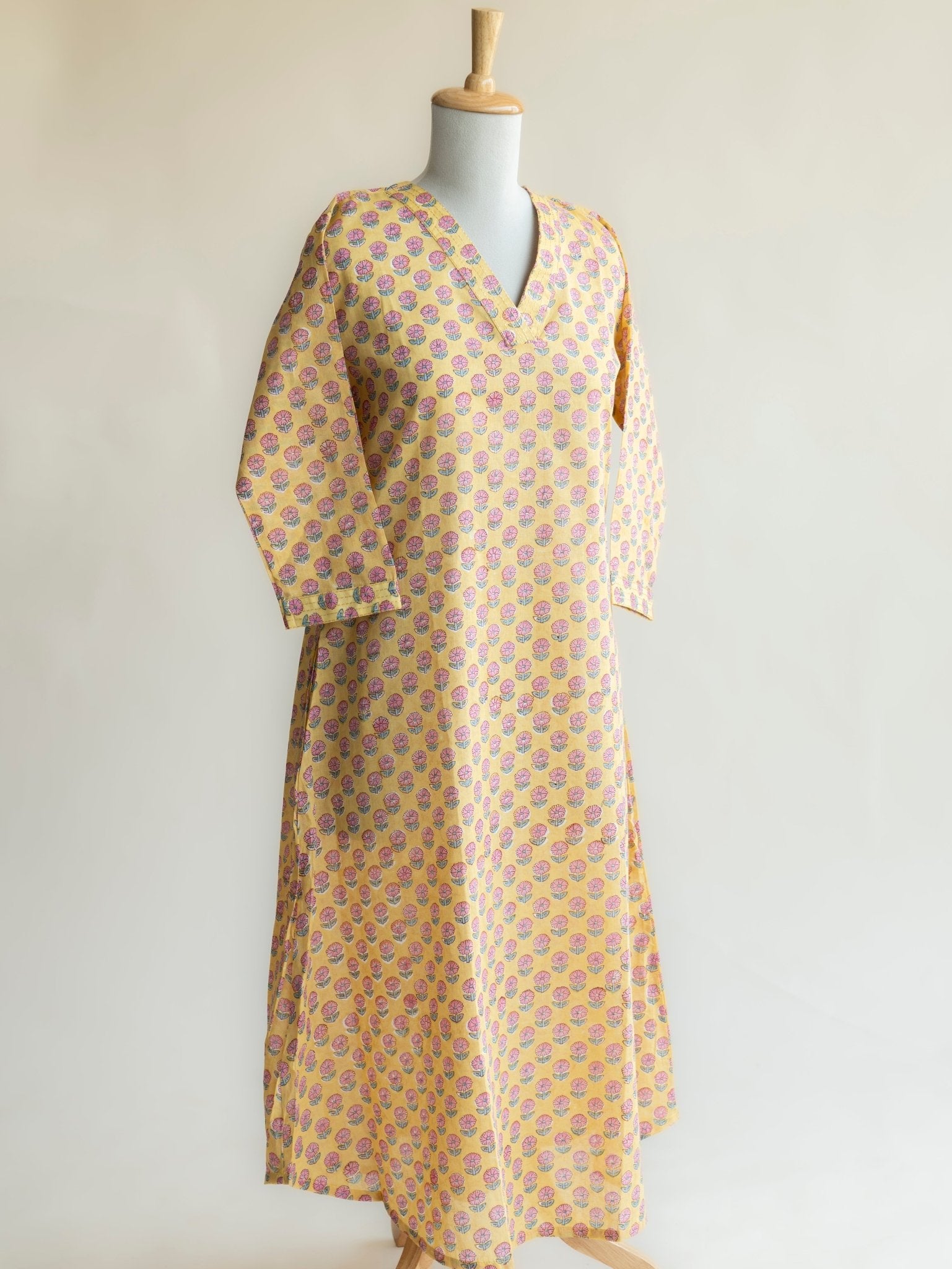 Iriene Cotton Block Printed A - Line Kurta - AINA