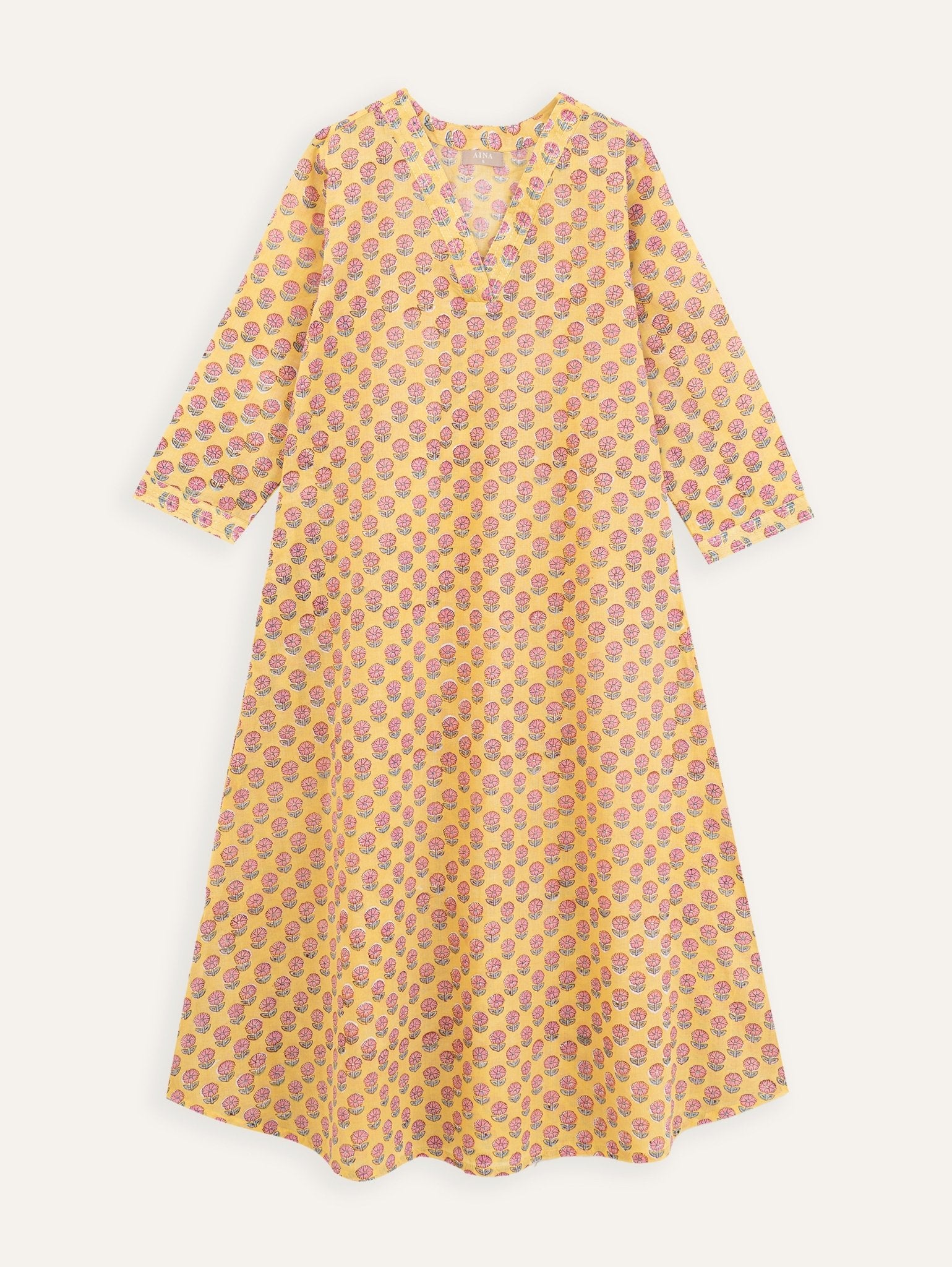 Iriene Cotton Block Printed A - Line Kurta - AINA