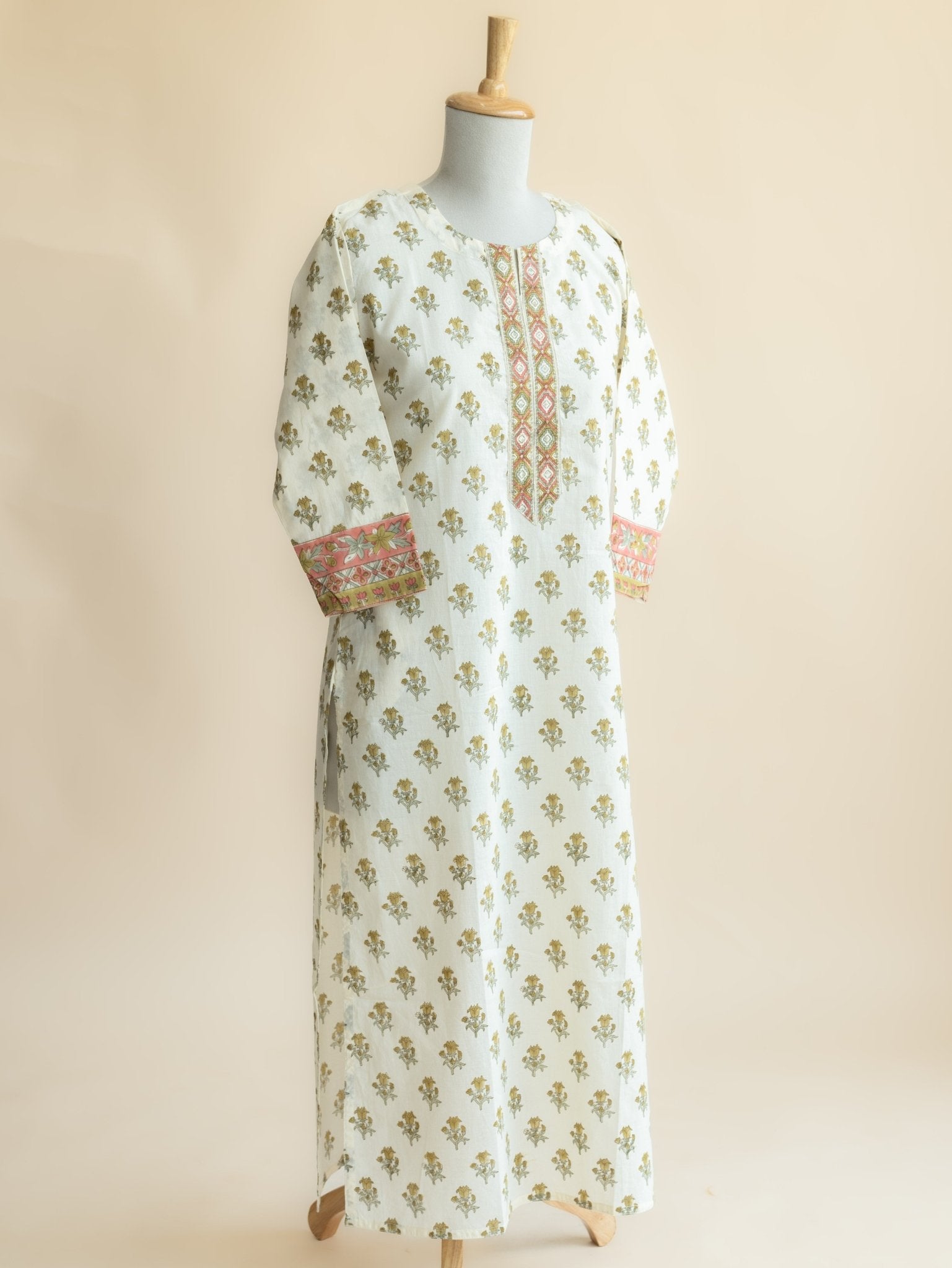 Ivana Cotton Block Printed Straight Kurta - AINA