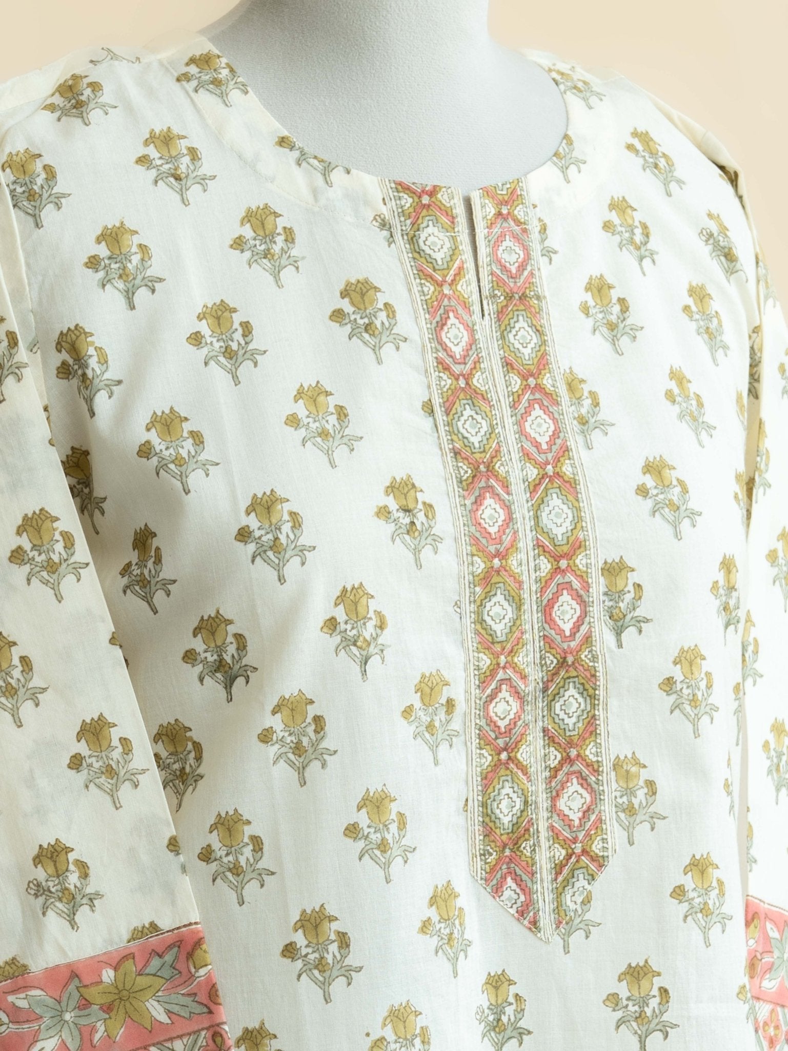 Ivana Cotton Block Printed Straight Kurta - AINA
