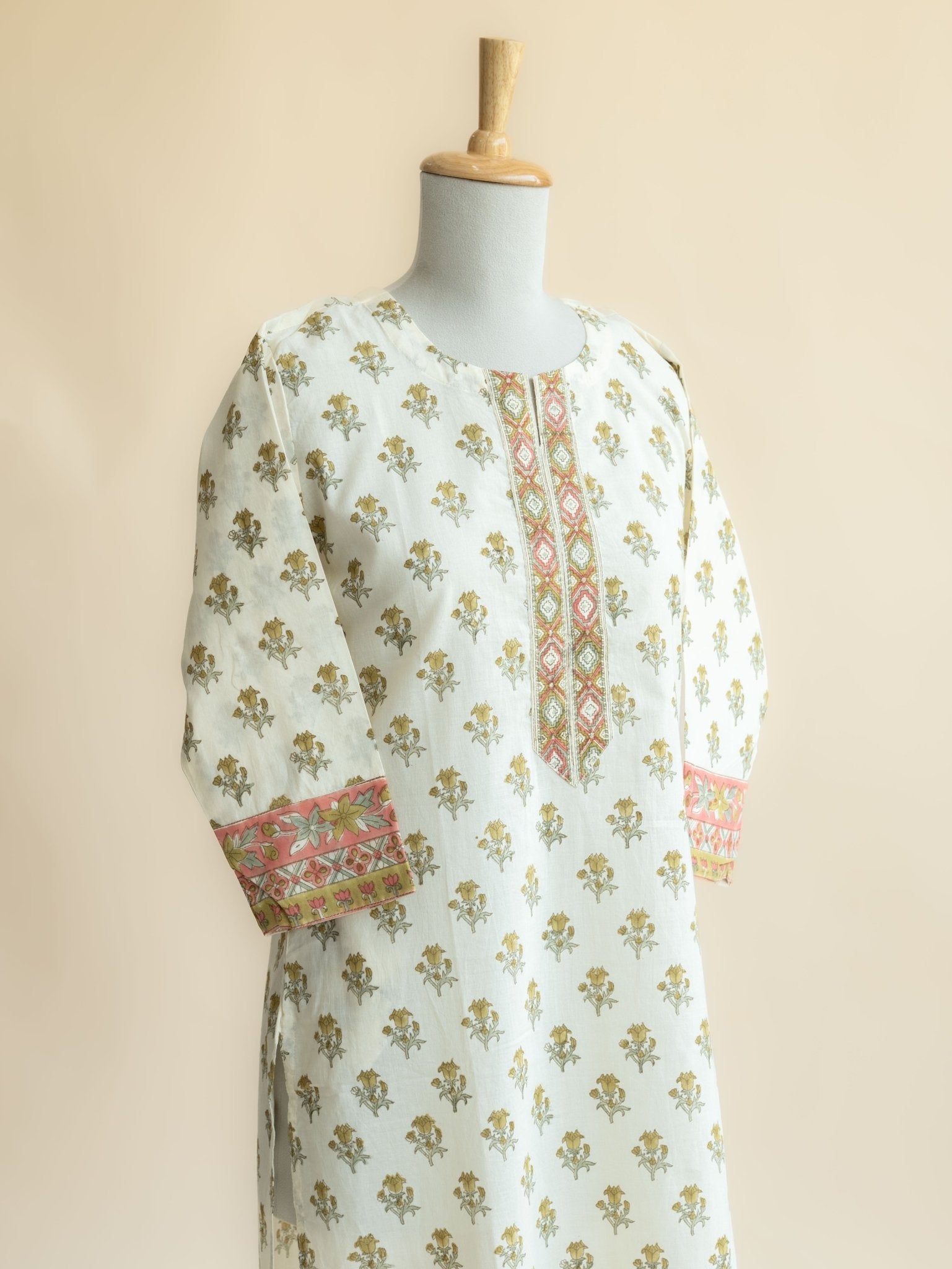 Ivana Cotton Block Printed Straight Kurta - AINA