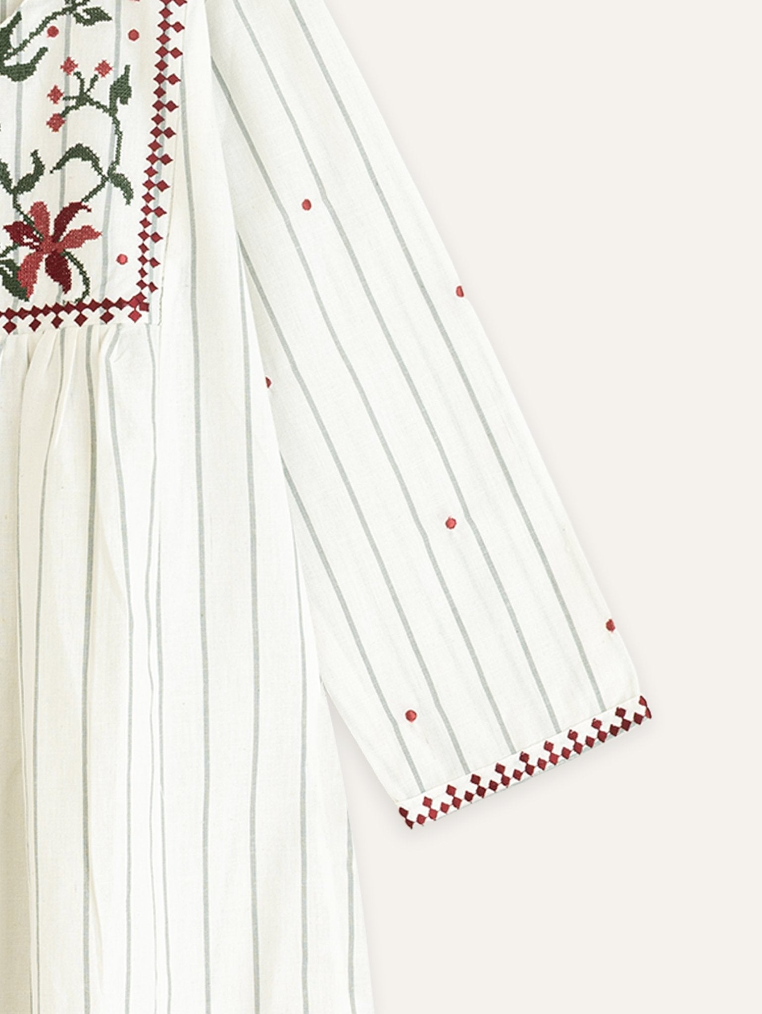 Iyarah Cotton Handloom Embroidered A - Line Kurta - AINA