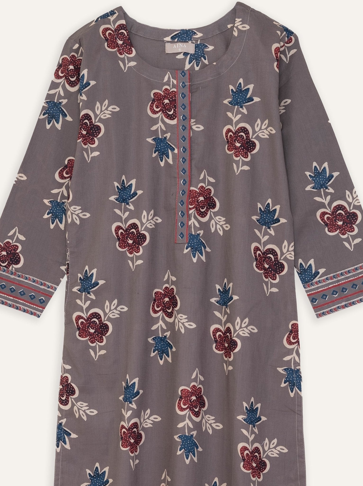 Izzat Cotton Printed Straight Kurta - AINA