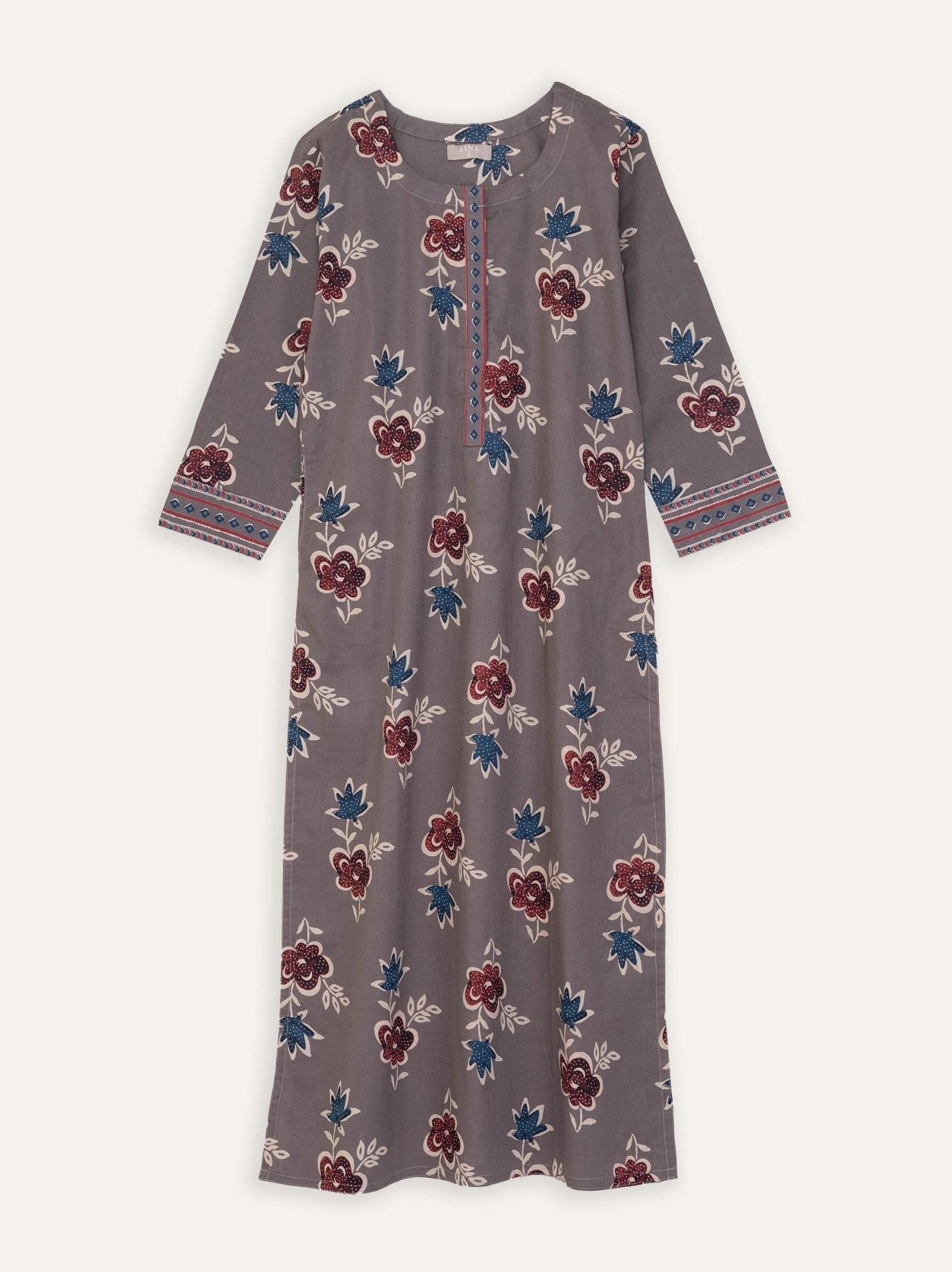 Izzat Cotton Printed Straight Kurta - AINA