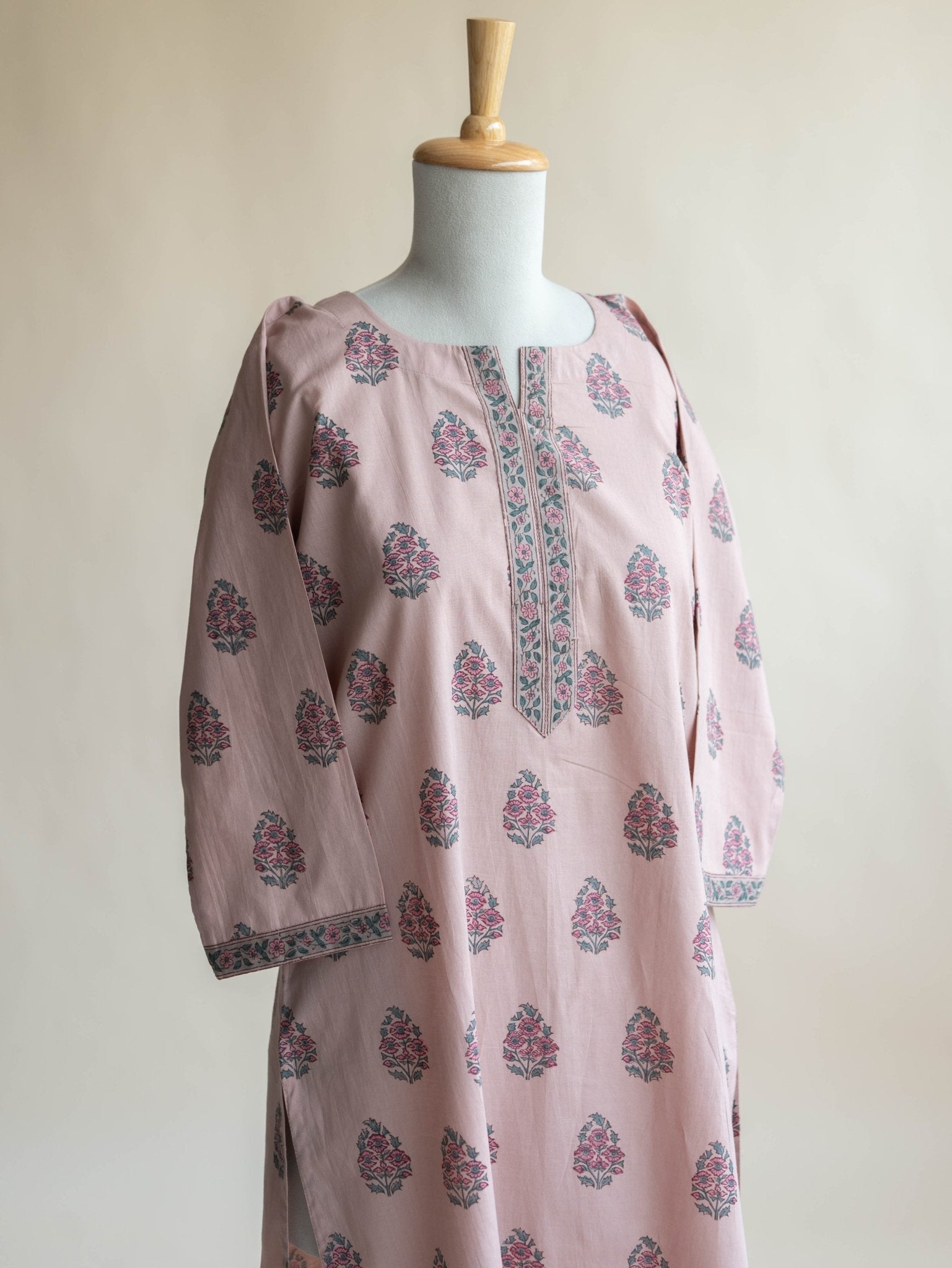 Jahan Cotton Block Printed Straight Suit Set - AINA