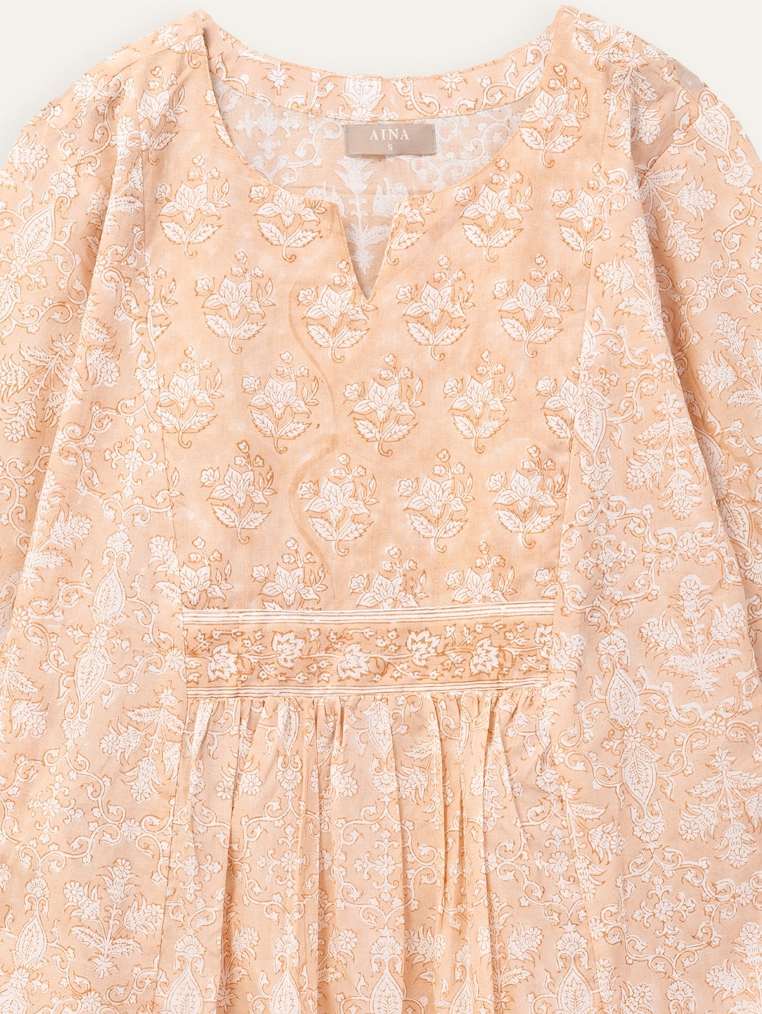 Jahna Cotton Block Printed A - Line Kurta - AINA