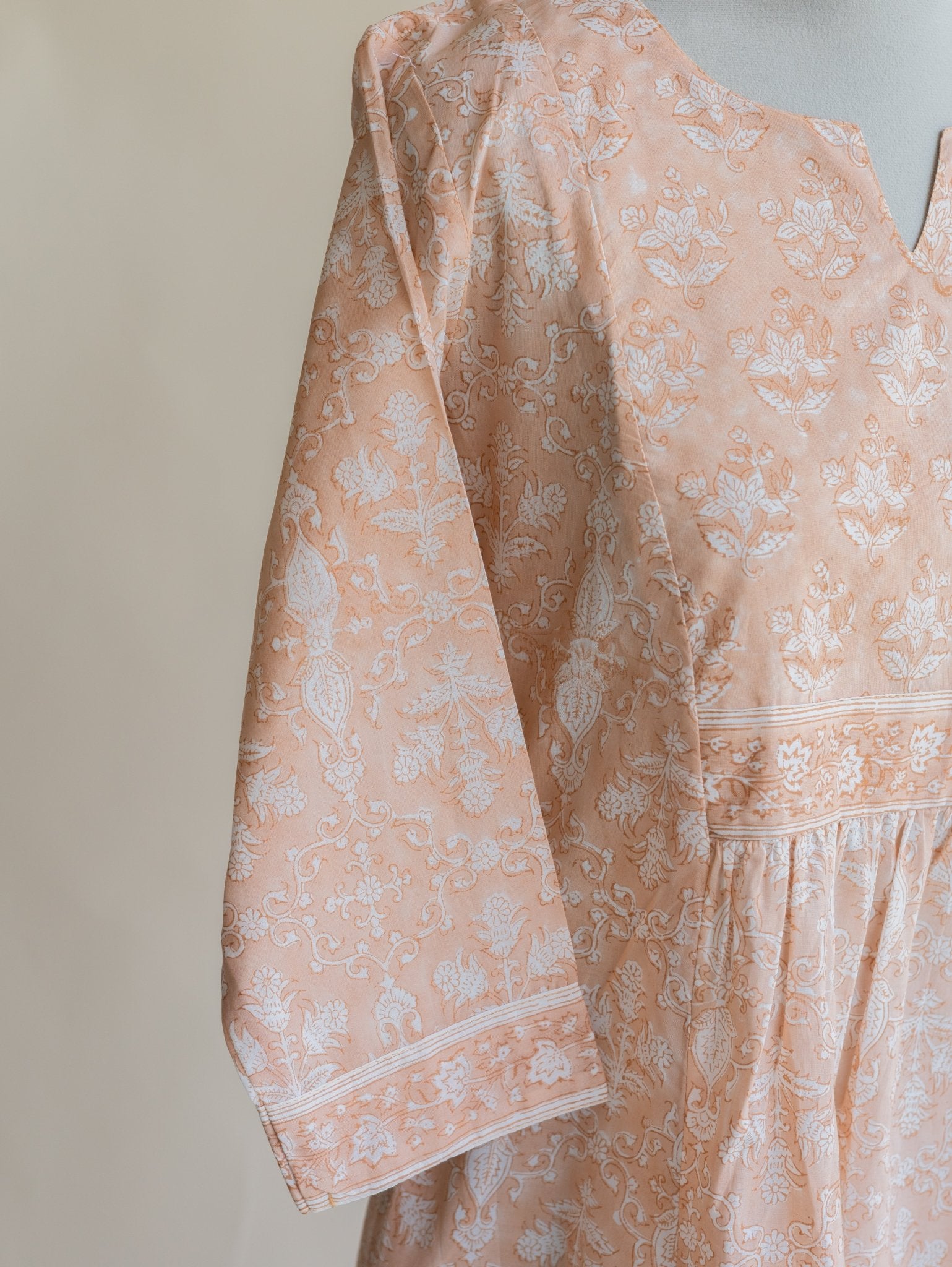 Jahna Cotton Block Printed A - Line Kurta - AINA