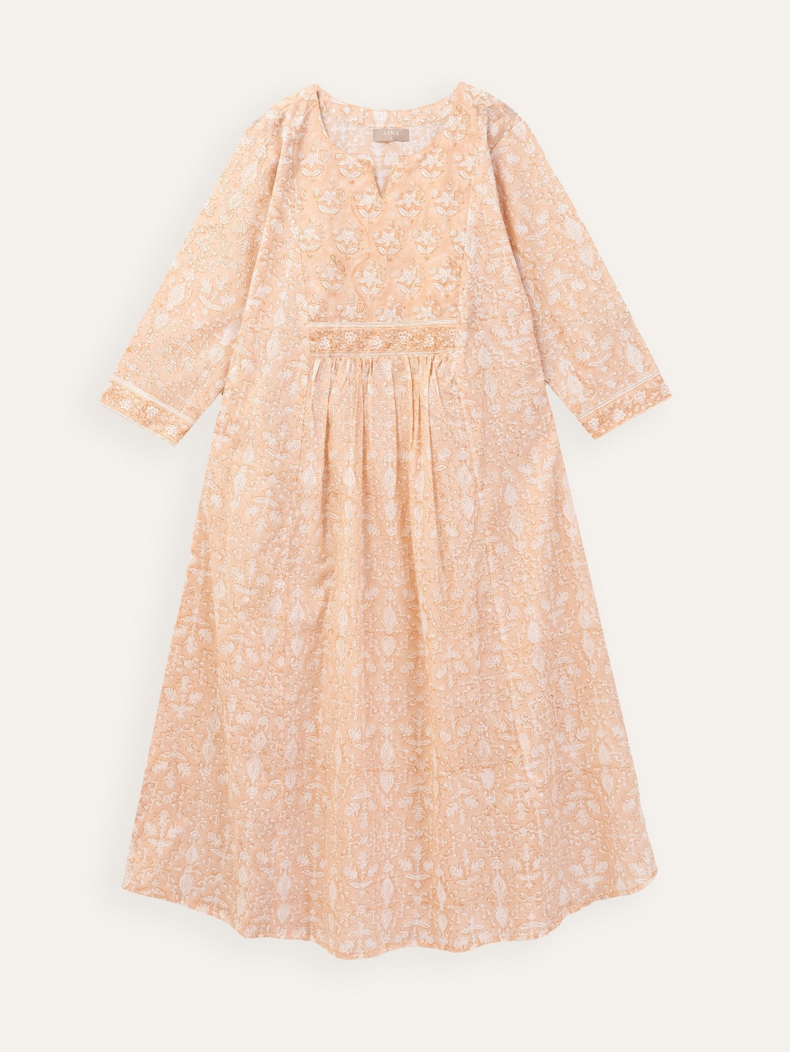 Jahna Cotton Block Printed A - Line Kurta - AINA