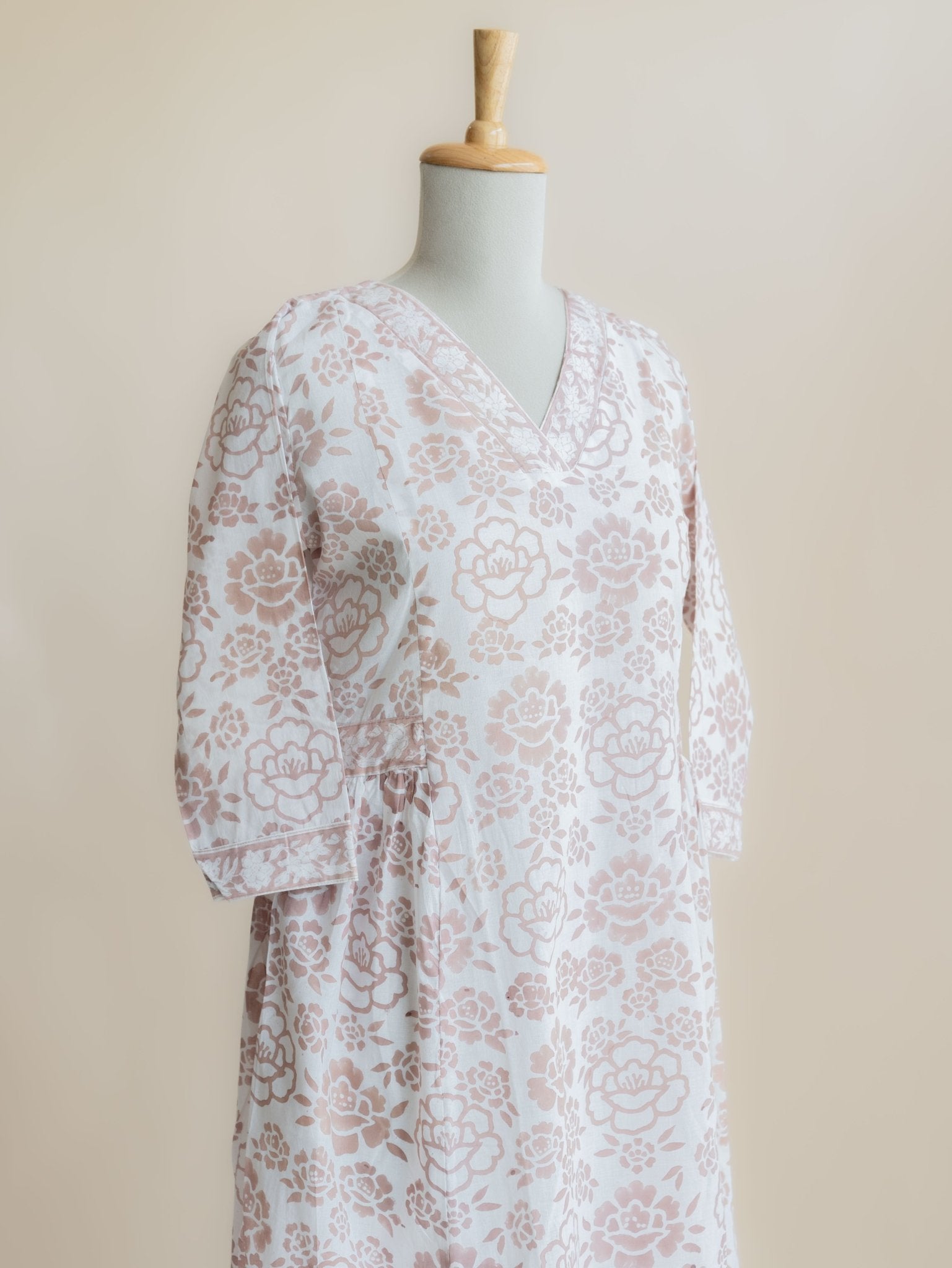 Janani Cotton Block Printed A - Line Kurta - AINA