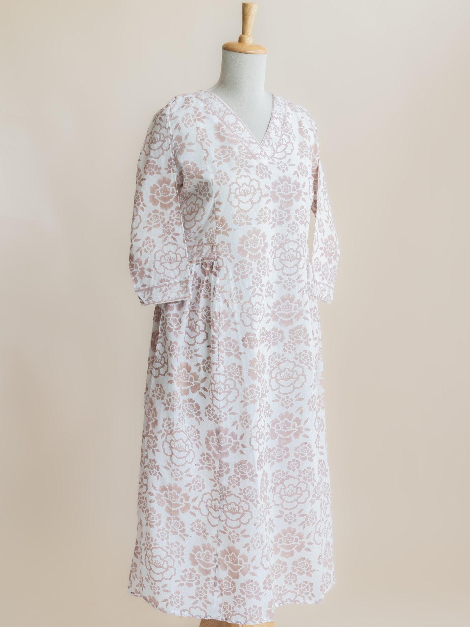 Janani Cotton Block Printed A - Line Kurta - AINA