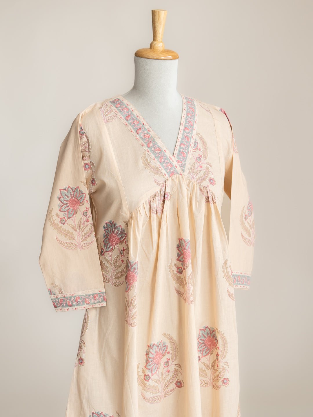Jasla Cotton Block Printed A - Line Kurta - AINA