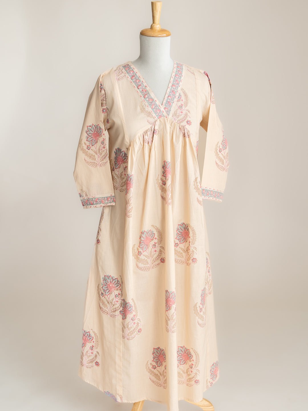 Jasla Cotton Block Printed A - Line Kurta - AINA