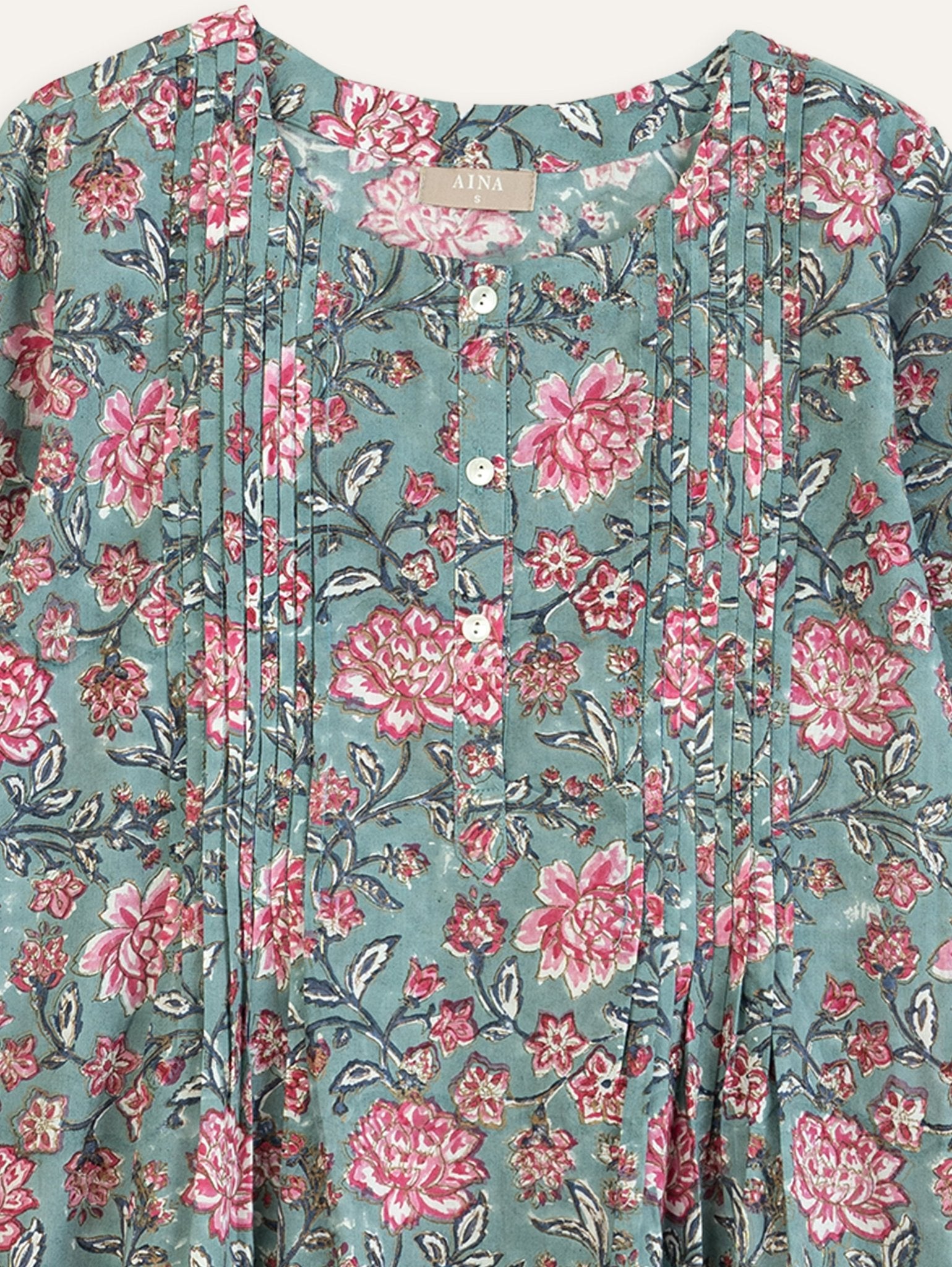 Jaza Cotton Block Printed A - Line Kurta - AINA