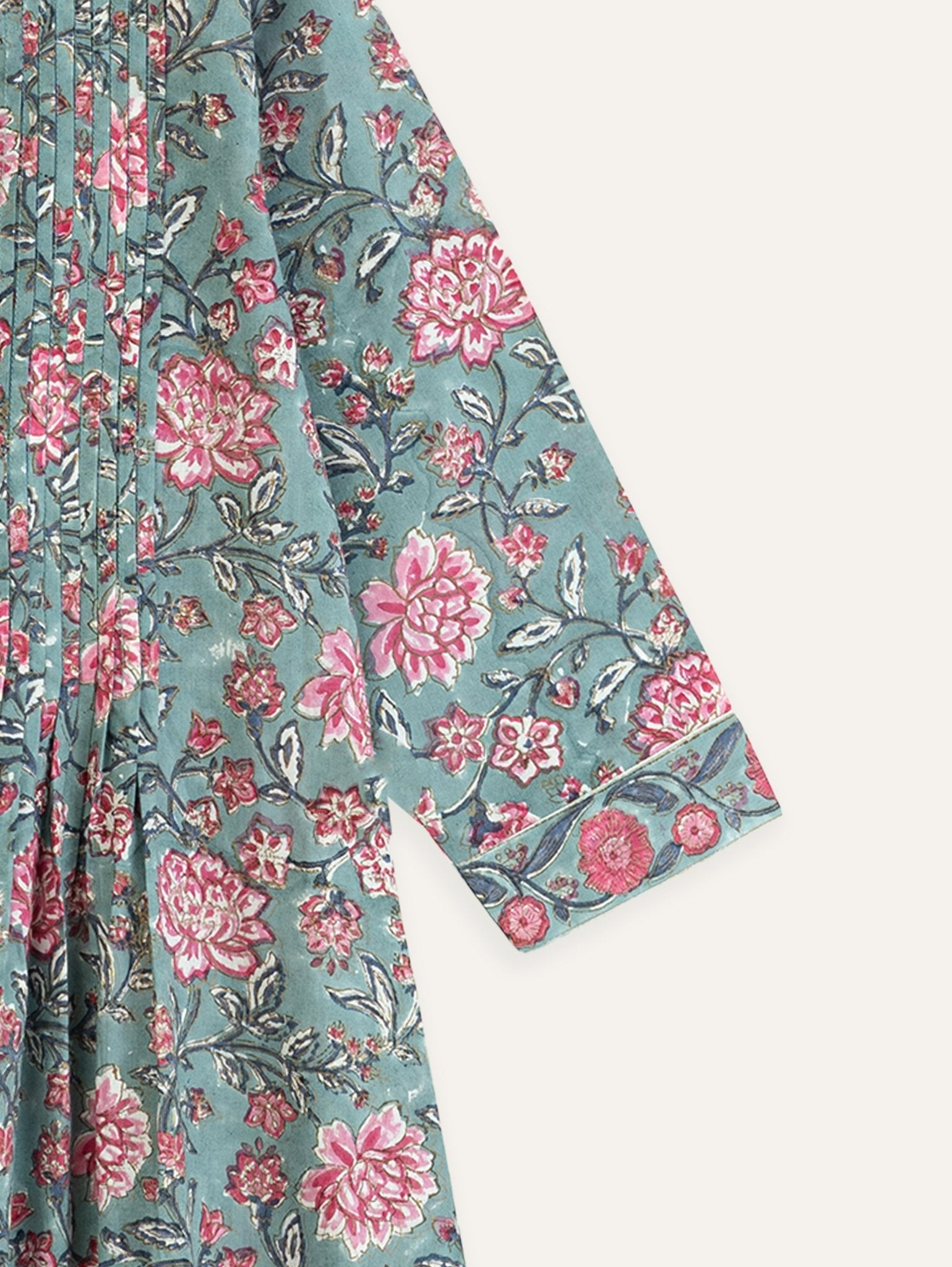 Jaza Cotton Block Printed A - Line Kurta - AINA