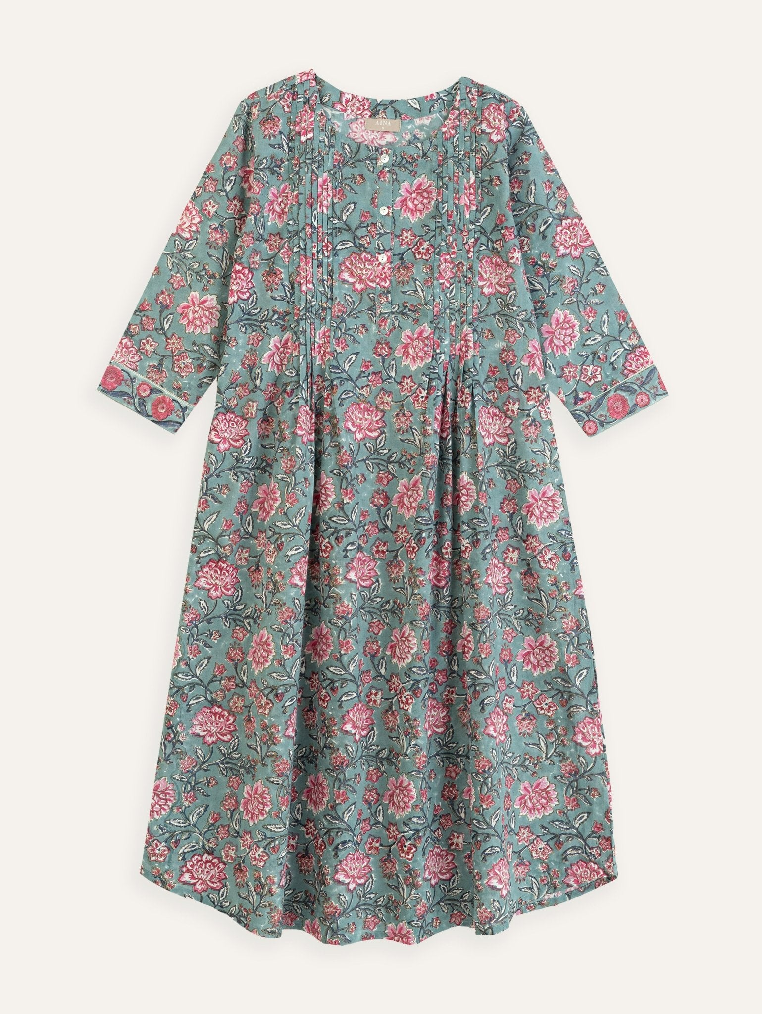 Jaza Cotton Block Printed A - Line Kurta - AINA