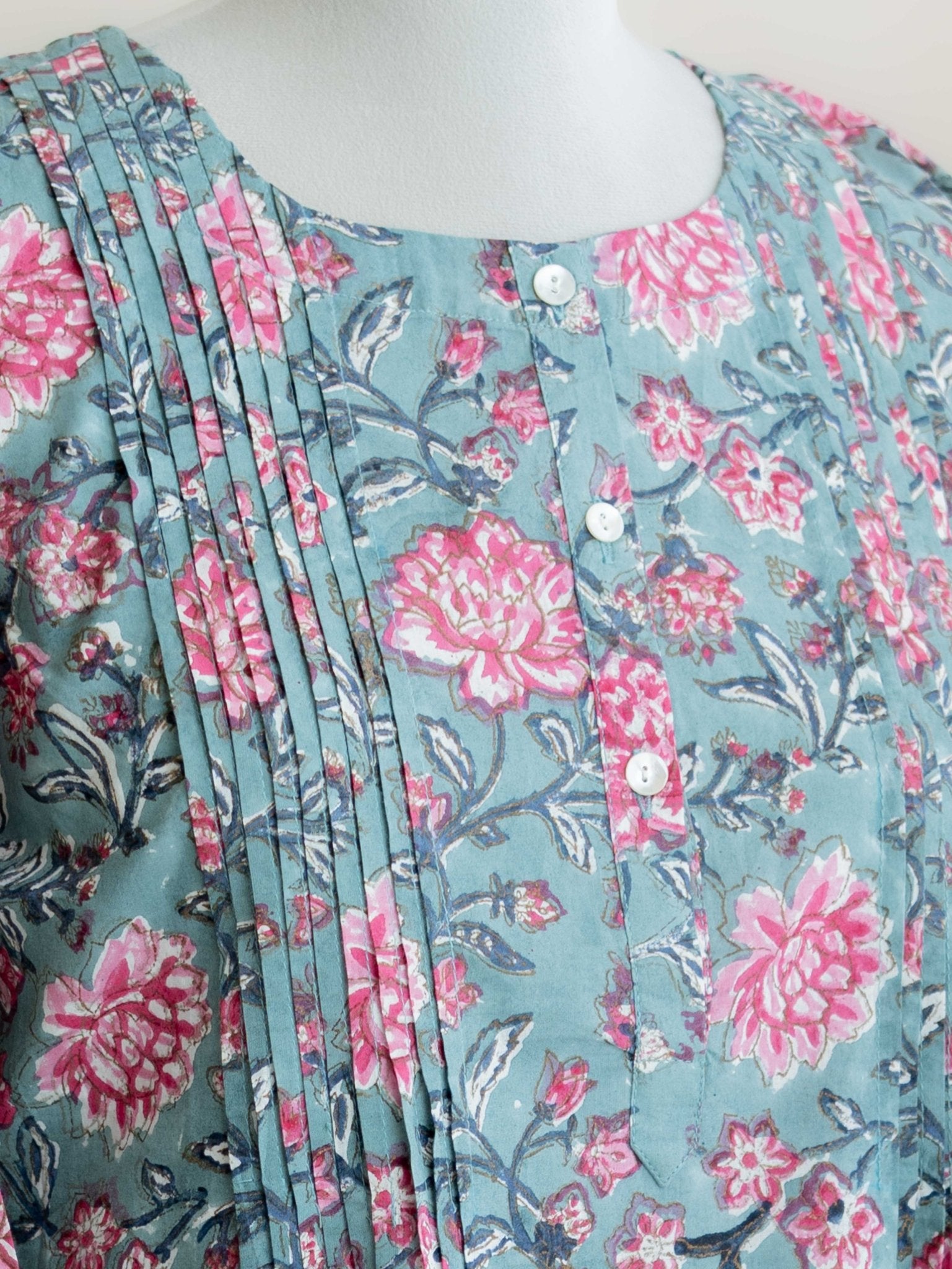 Jaza Cotton Block Printed A - Line Kurta - AINA