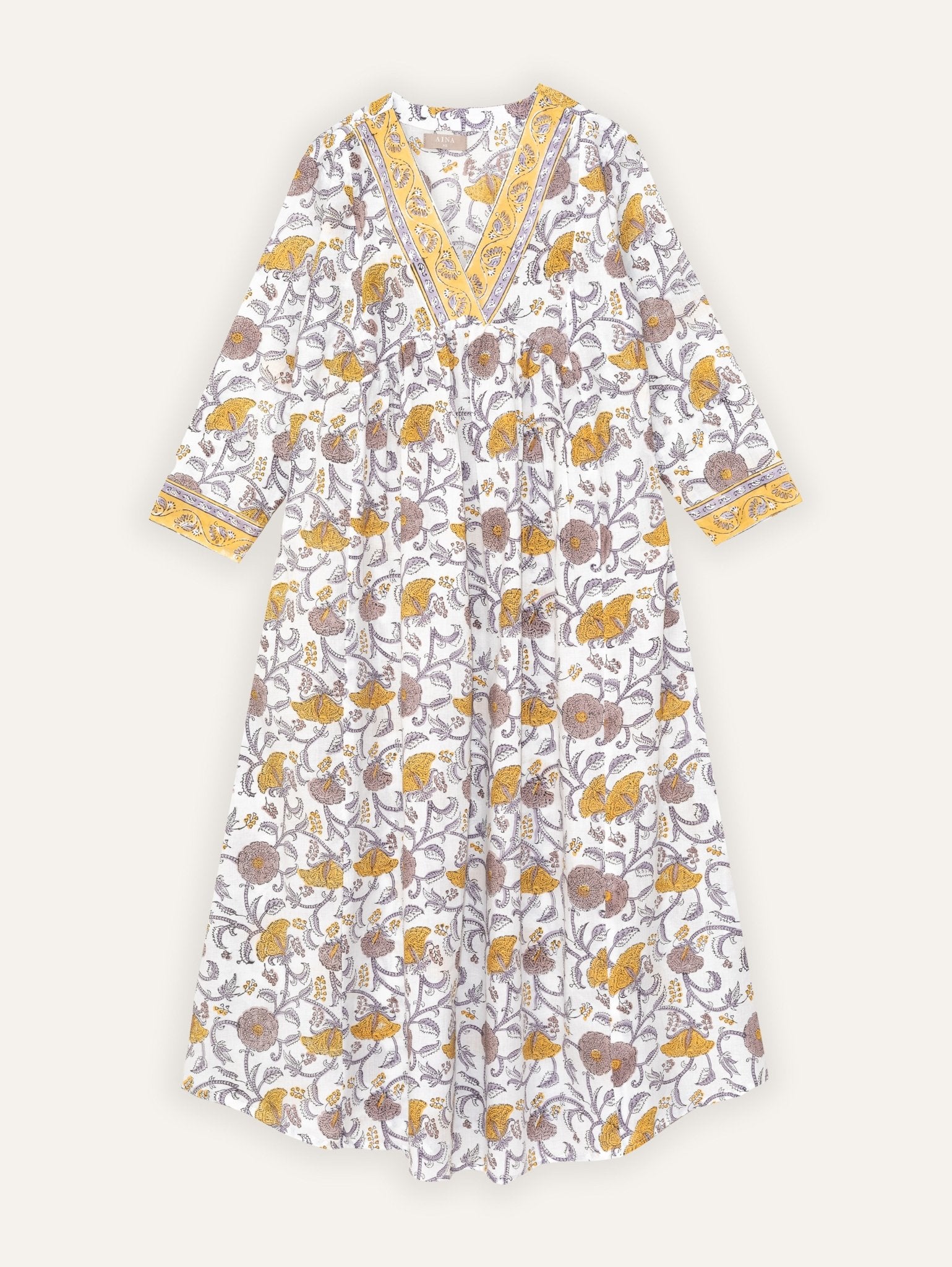 Jennath Cotton Block Printed A - Line Kurta - AINA