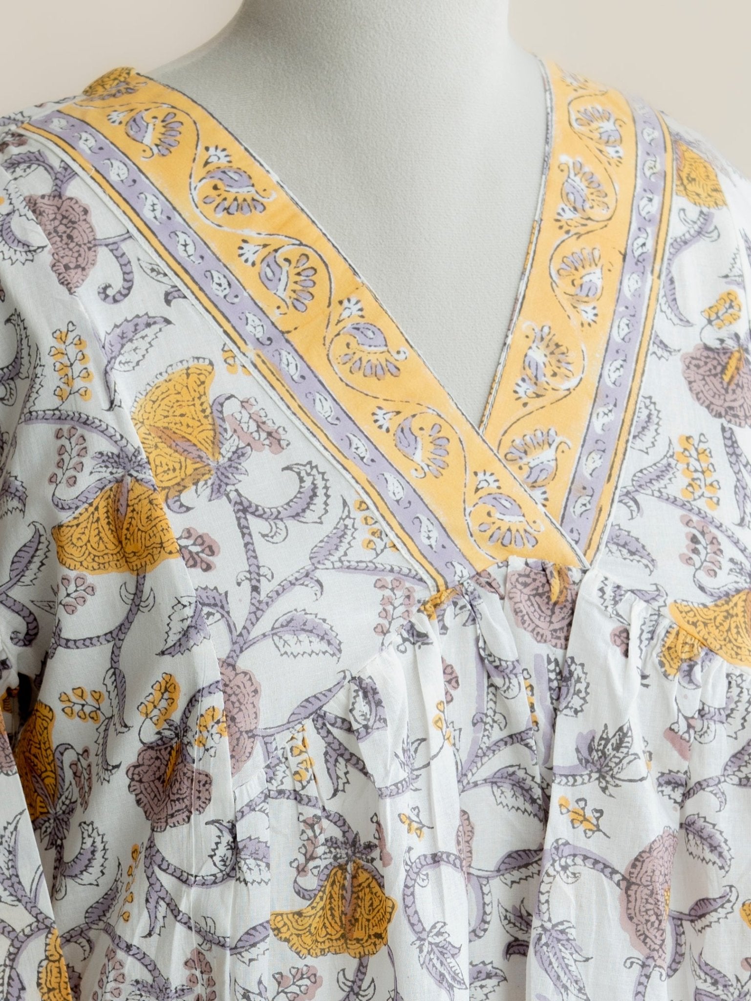 Jennath Cotton Block Printed A - Line Kurta - AINA