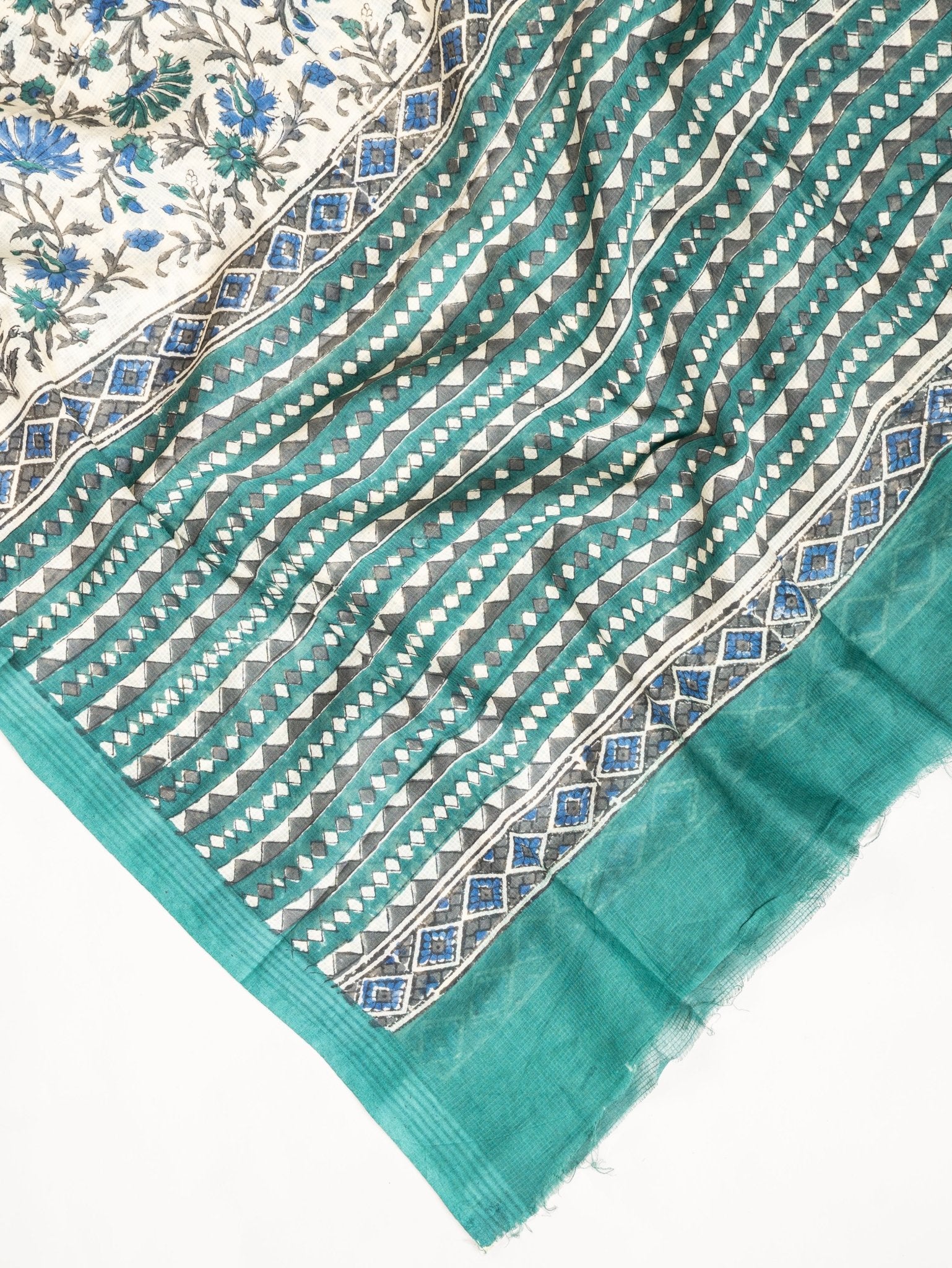 Jhanvi Cotton Block Printed Unstitched Suit Set - 3 Piece - AINA