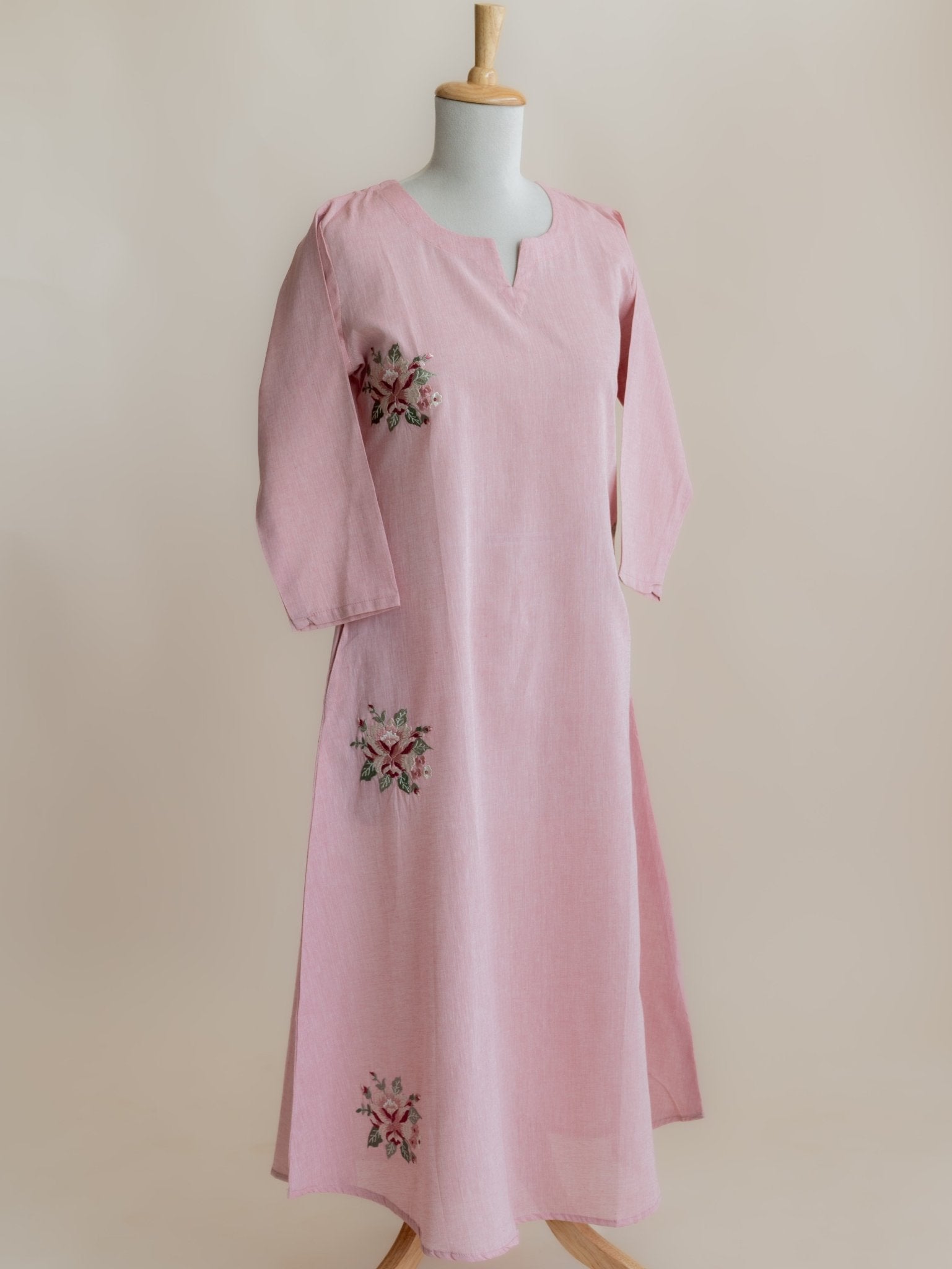 Juhina Cotton Embroidered A - Line Kurta - AINA