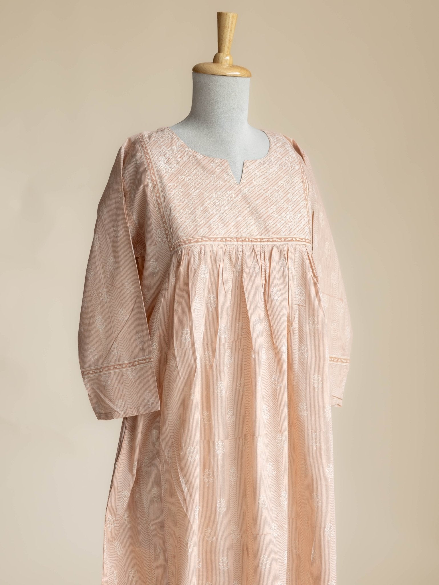 Kaisha Cotton Block Printed A-Line Kurta - AINA