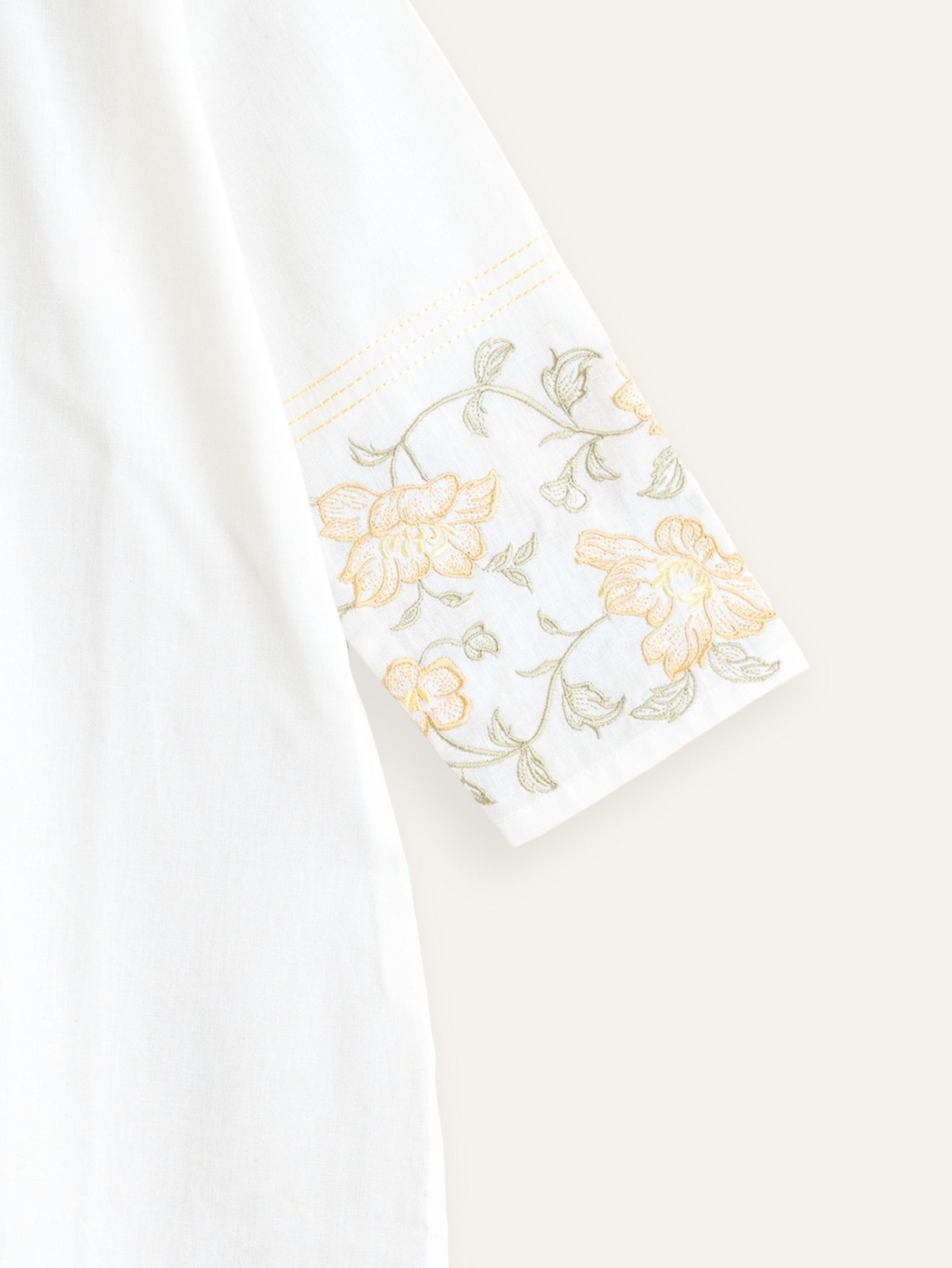 Kaneez Cotton Flax Embroidered Straight Kurta - AINA