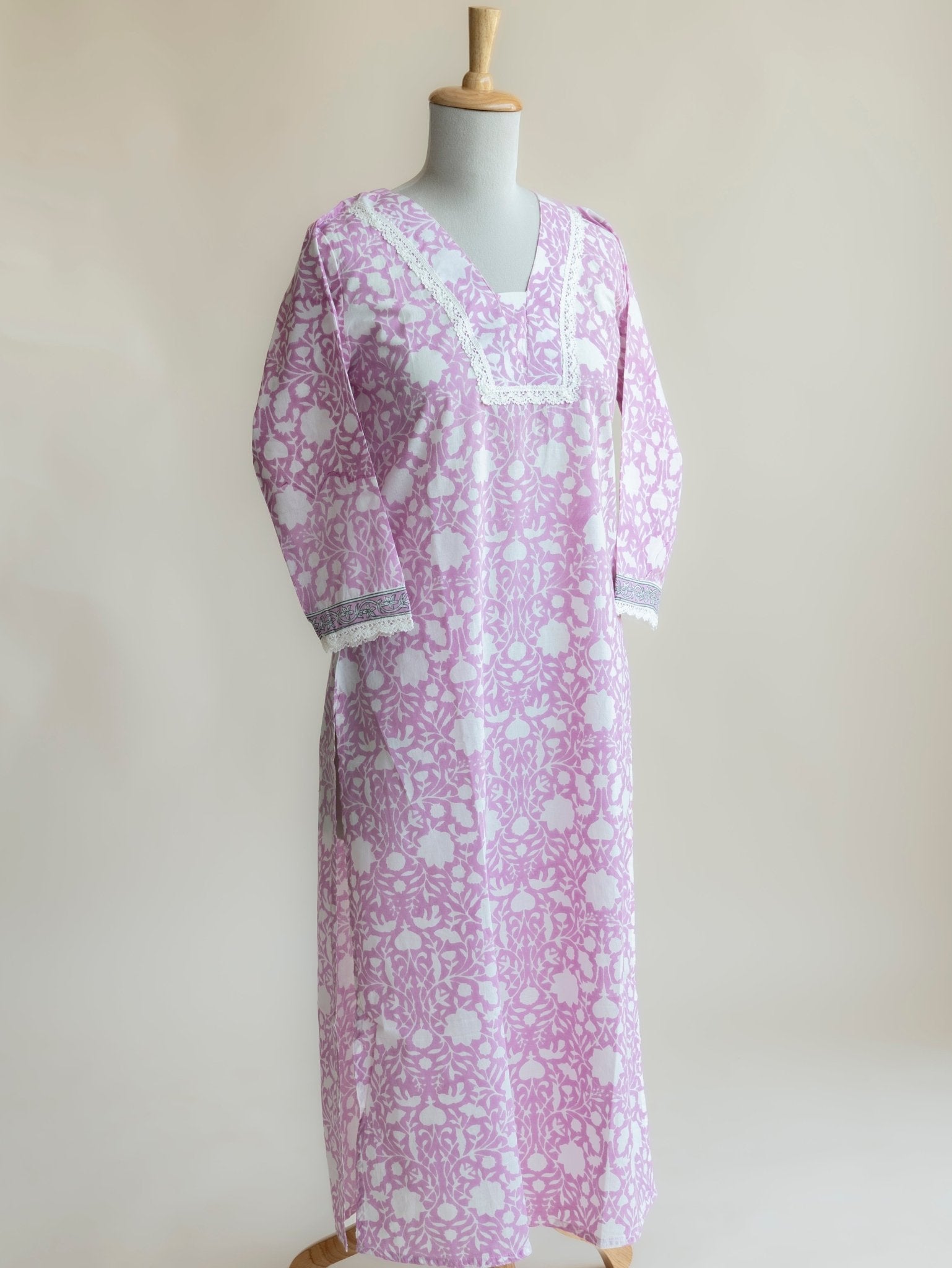 Kanzah Cotton Block Printed Straight Kurta - AINA