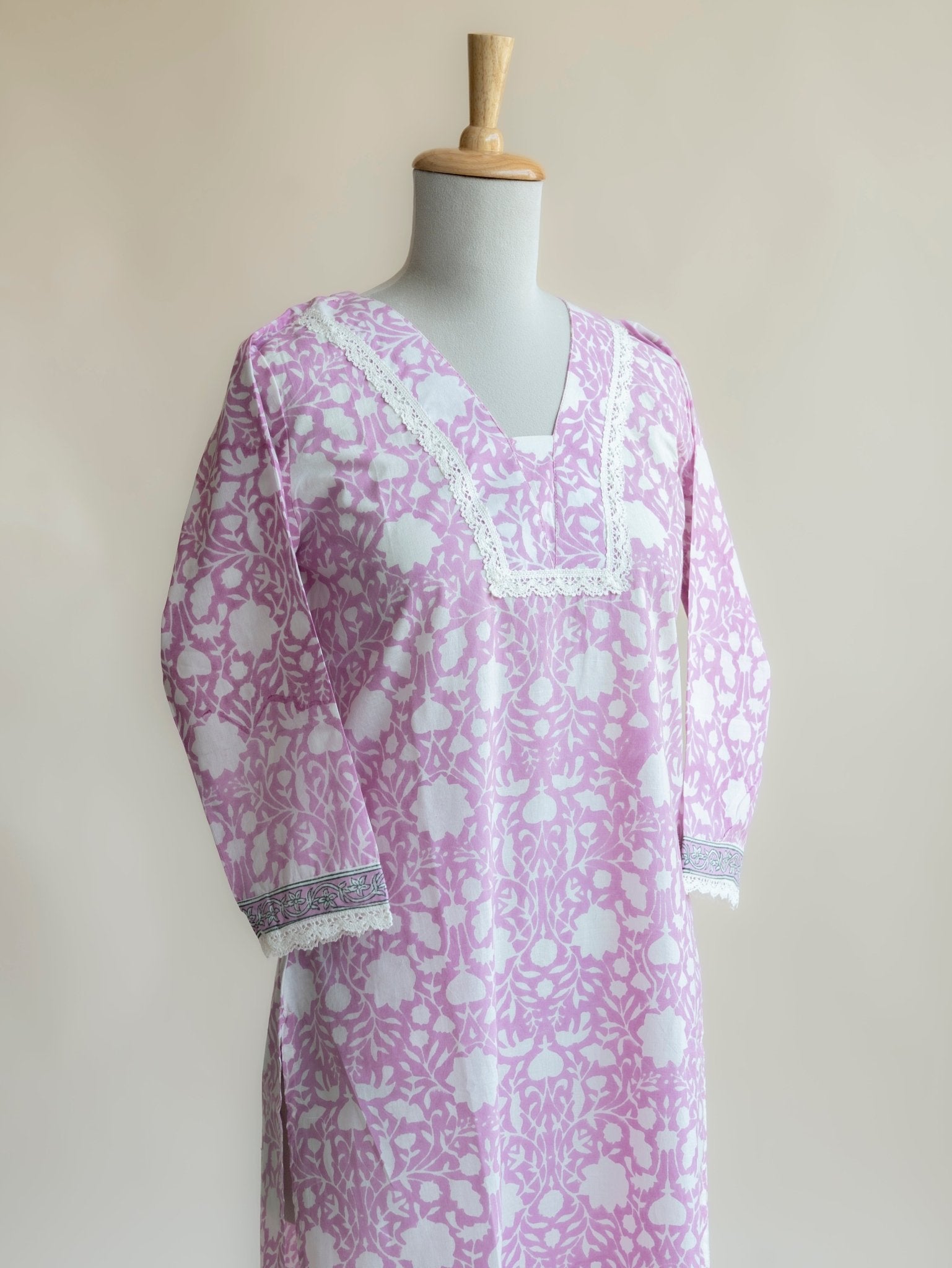 Kanzah Cotton Block Printed Straight Kurta - AINA