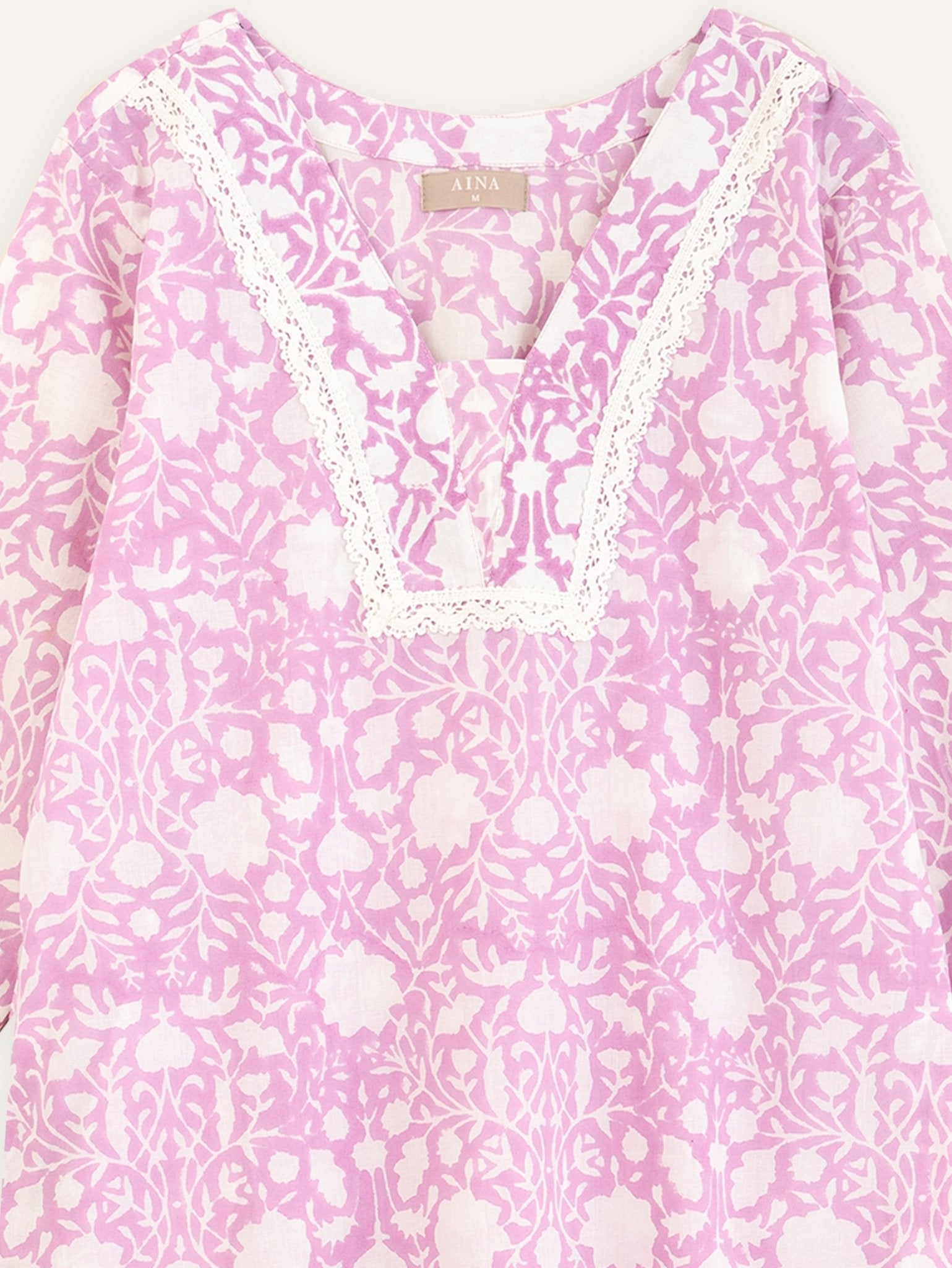 Kanzah Cotton Block Printed Straight Kurta - AINA