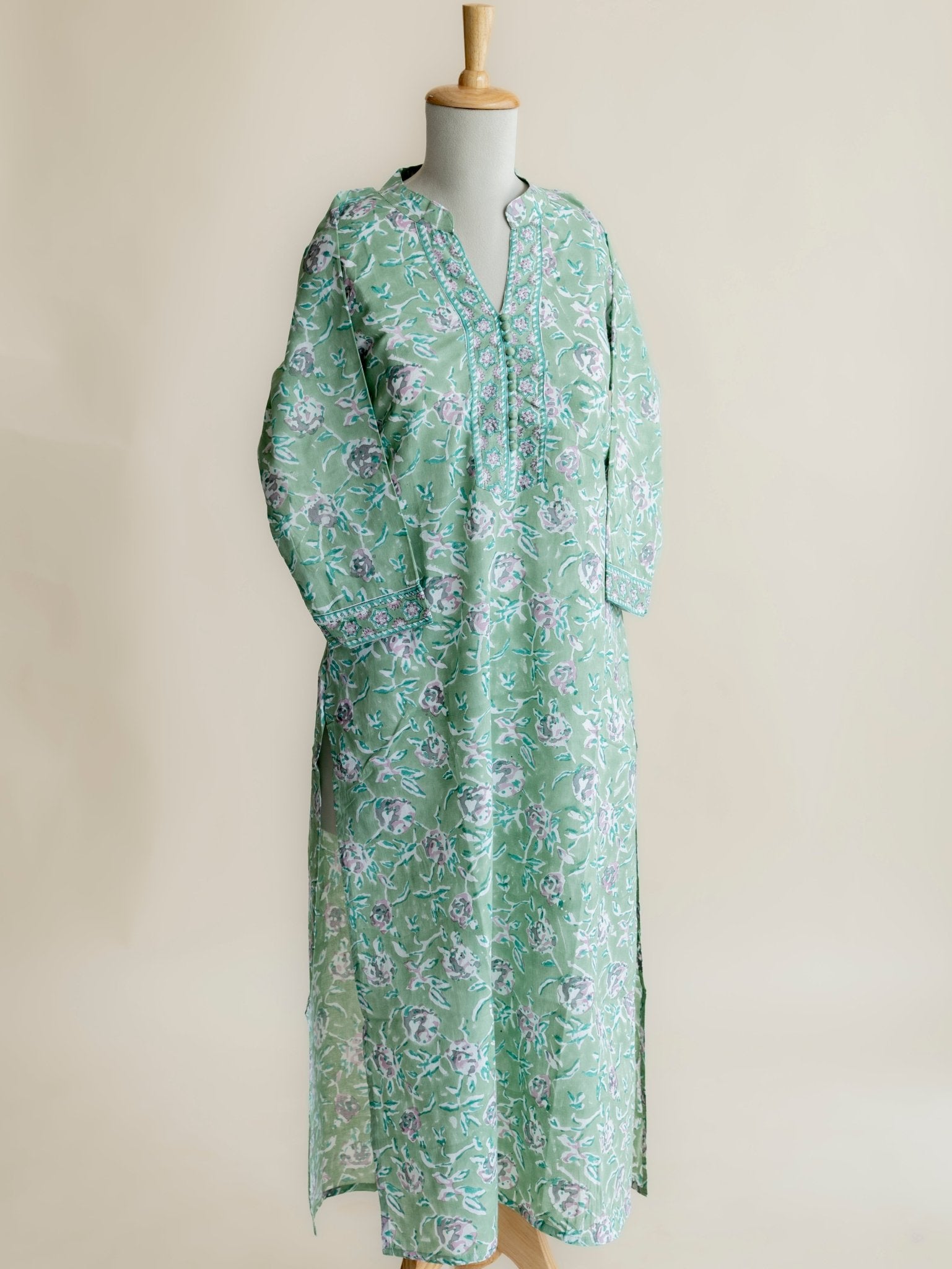 Kasthuri Cotton Block Printed Straight Kurta - AINA