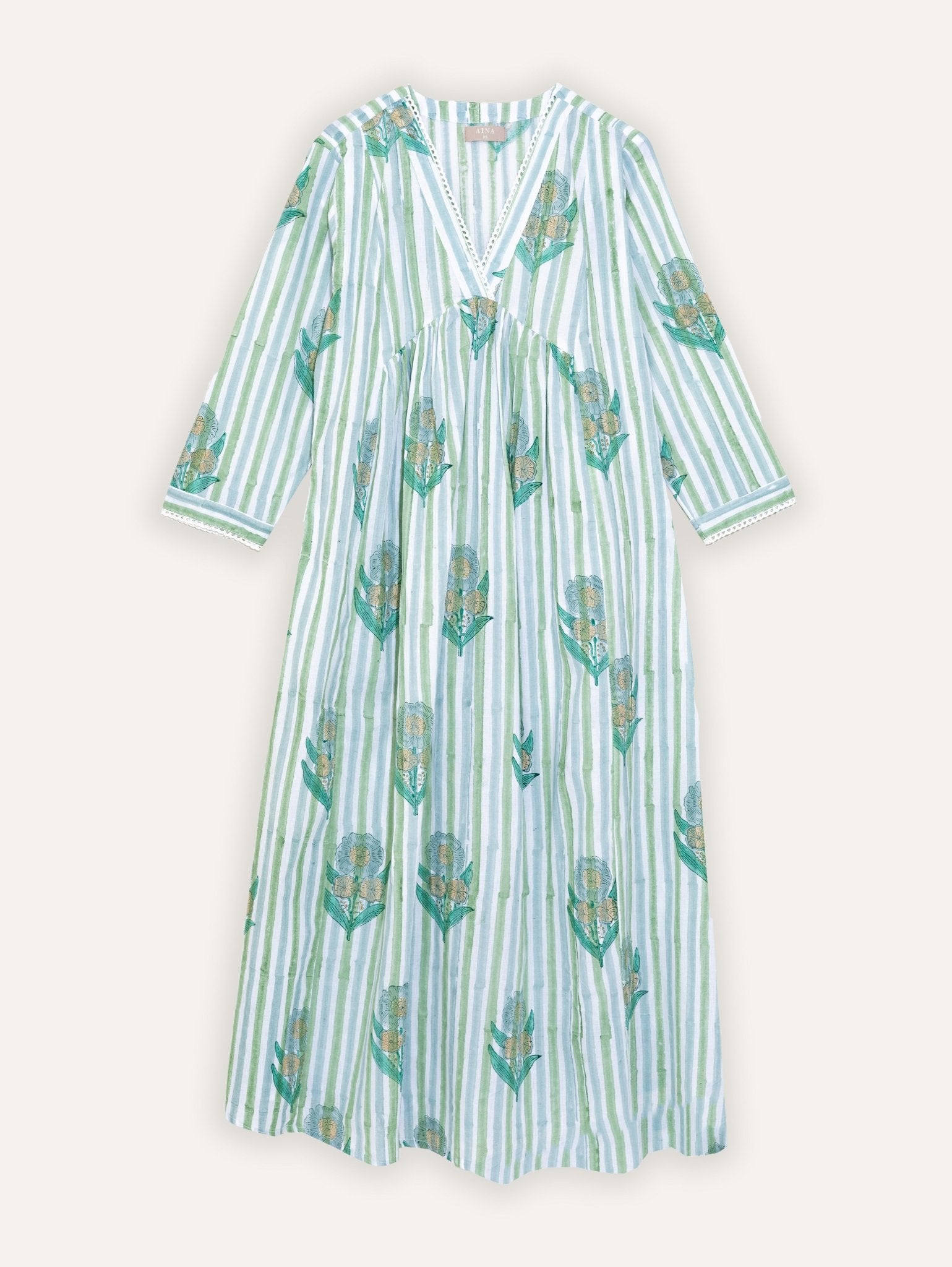 Katherine Cotton Block Printed A - Line Kurta - AINA