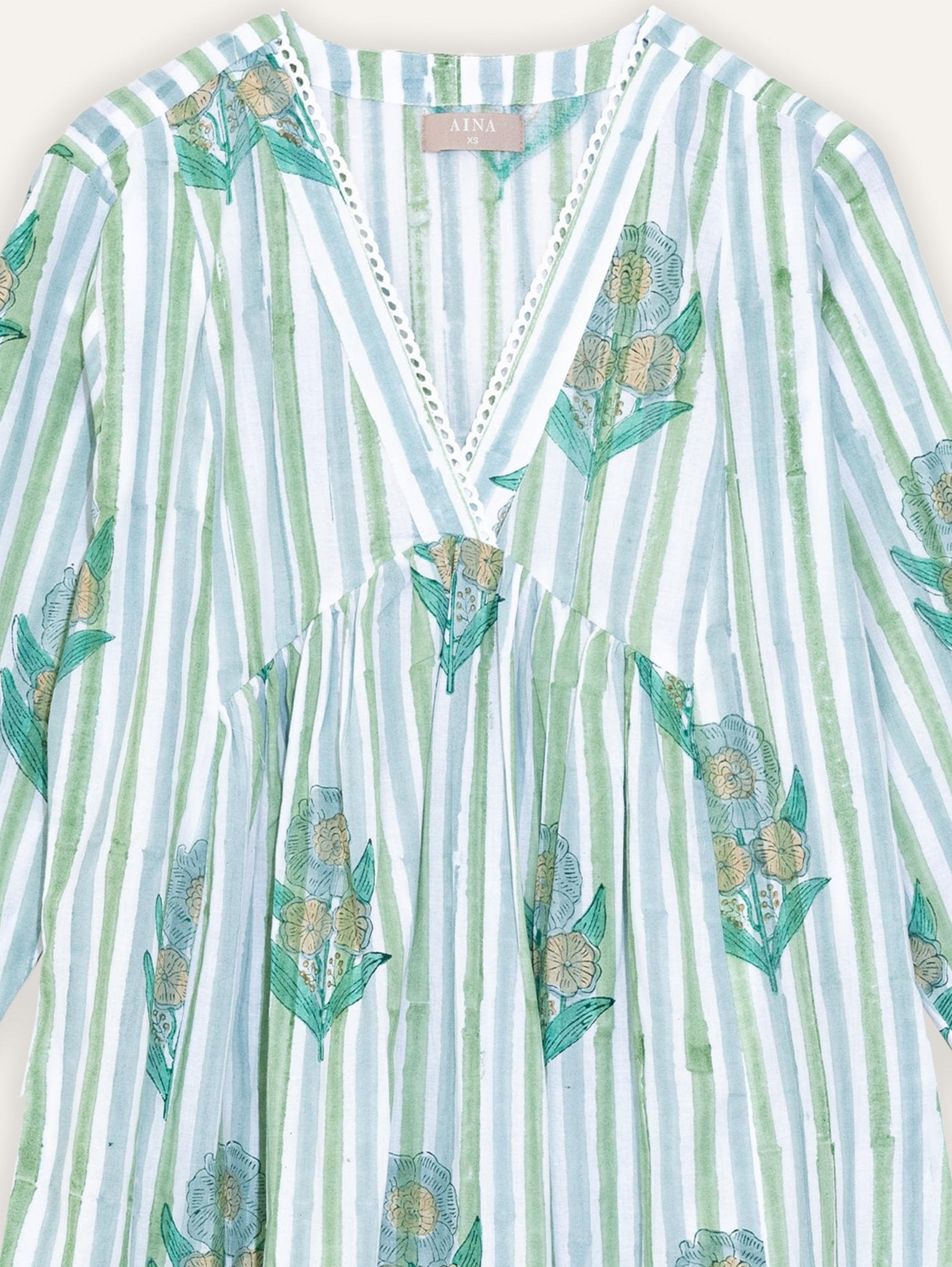 Katherine Cotton Block Printed A - Line Kurta - AINA