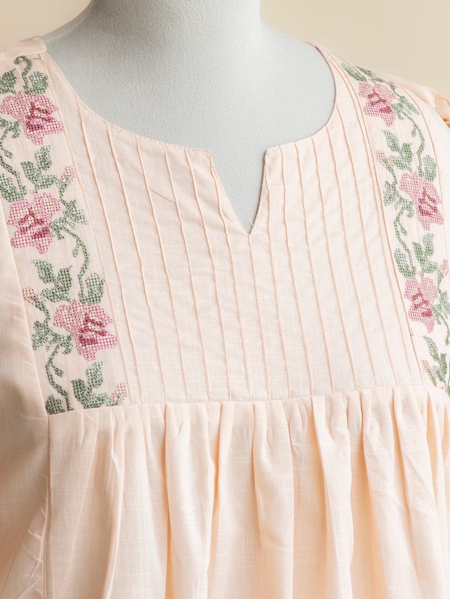 Kenza Cotton Embroidered A - Line Kurta - AINA