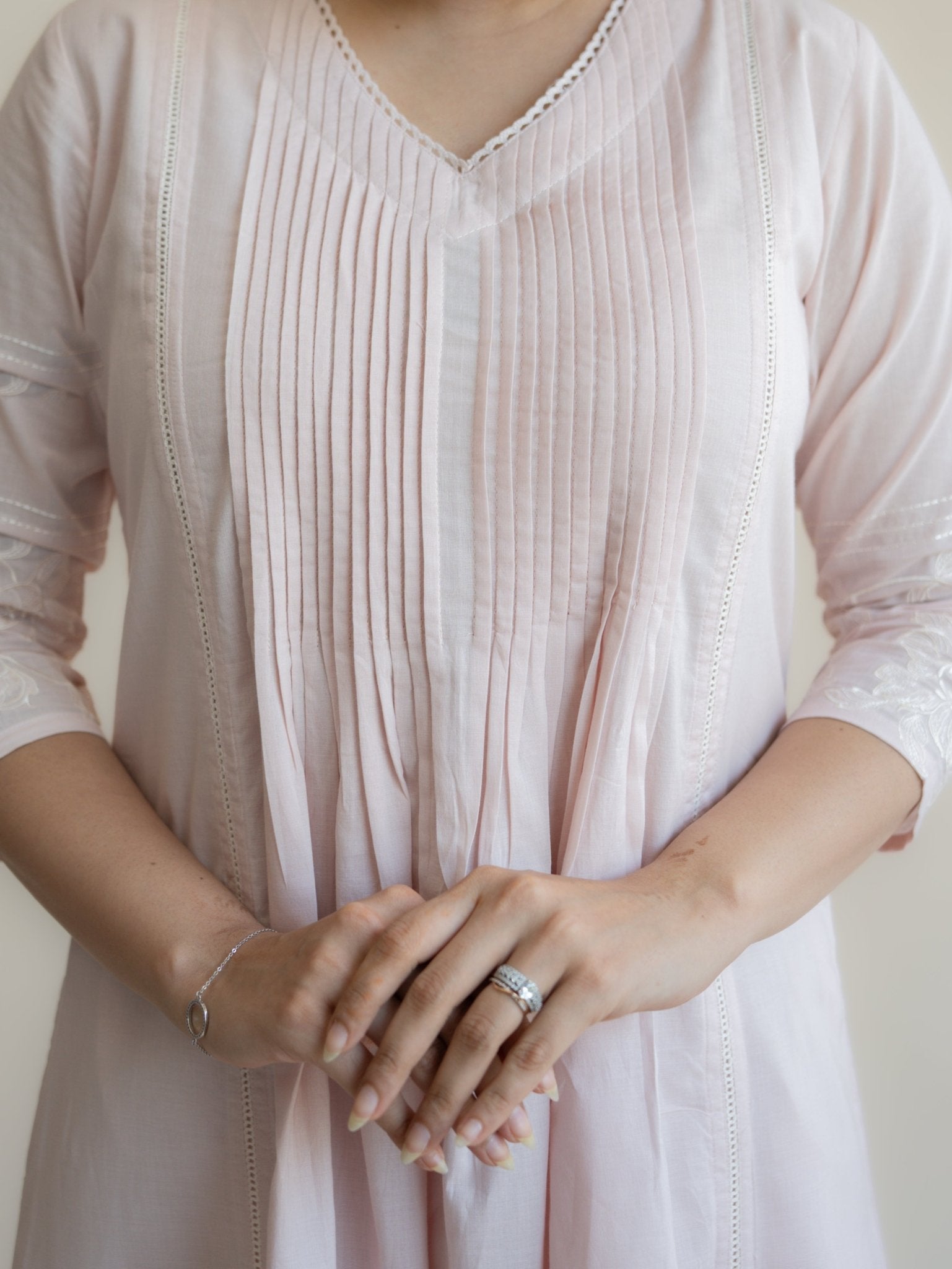 Kesiya Cotton Embroidered A - Line Suit Set - AINA