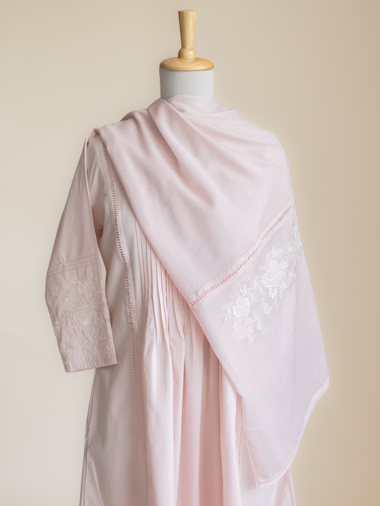 Kesiya Cotton Embroidered A-Line Suit Set - AINA