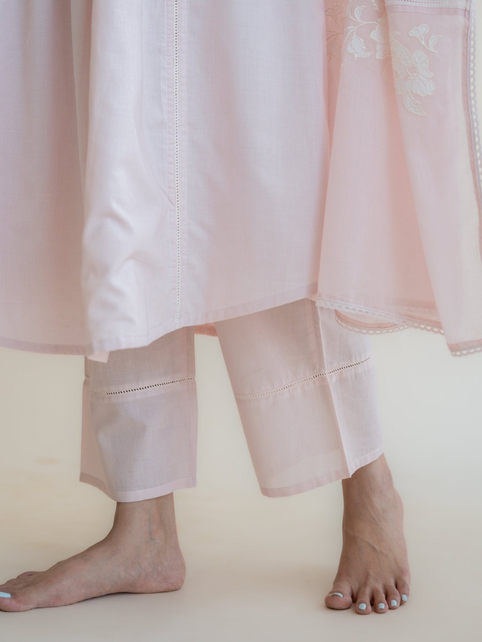 Kesiya Cotton Embroidered A - Line Suit Set - AINA