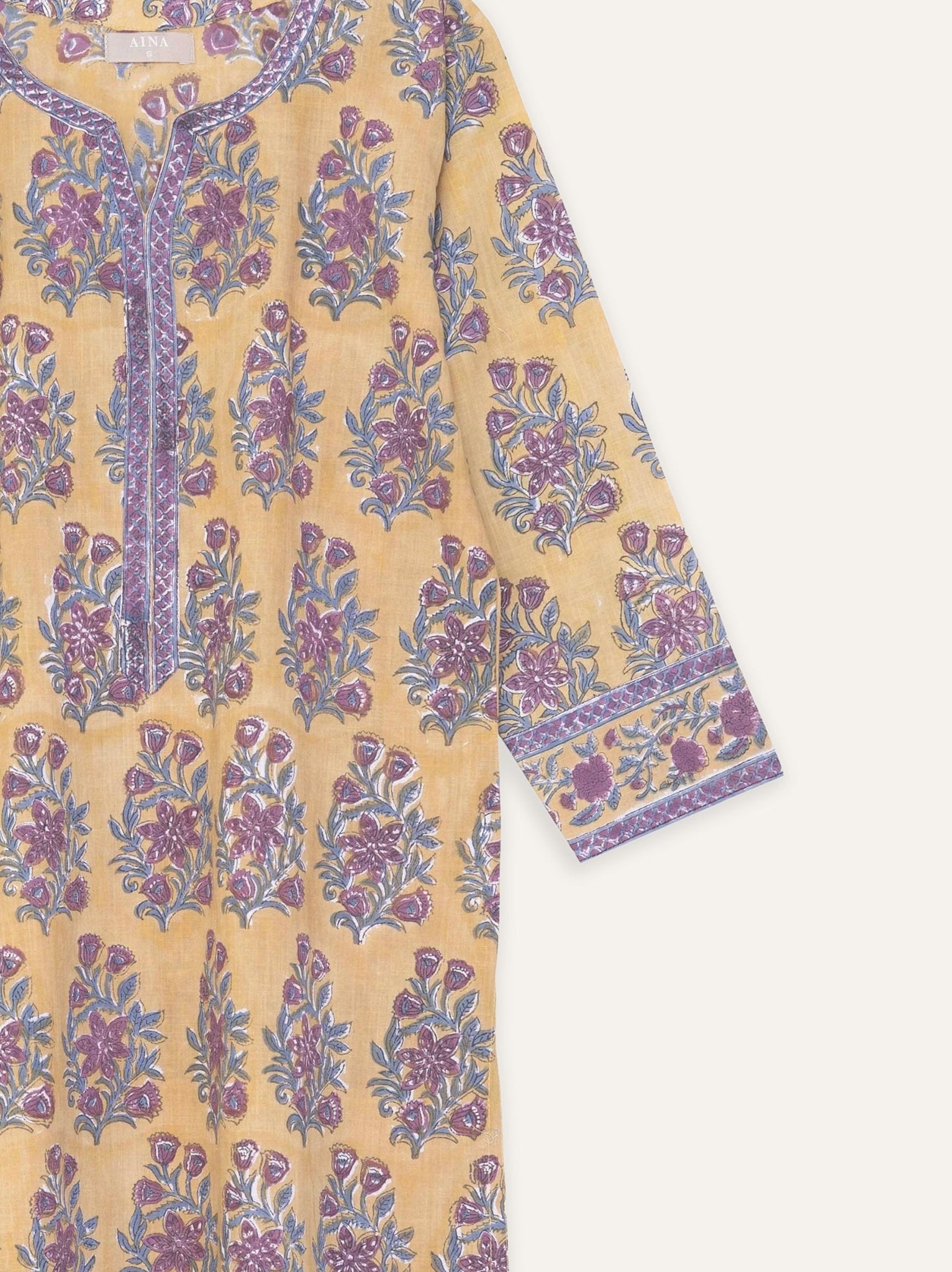 Keya Cotton Block Printed Straight Kurta - AINA