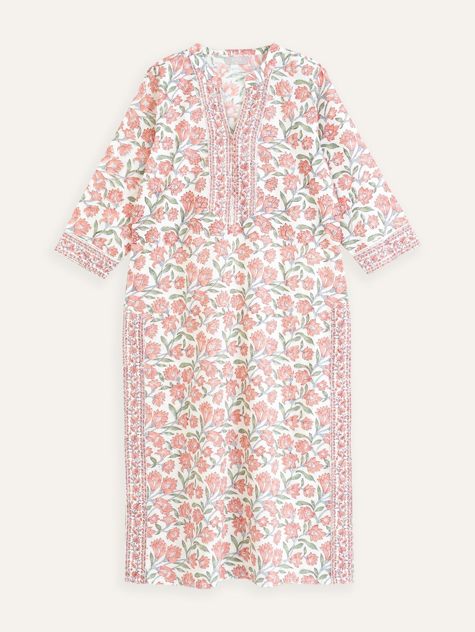 Keziah Cotton Block Printed Straight Kurta - AINA