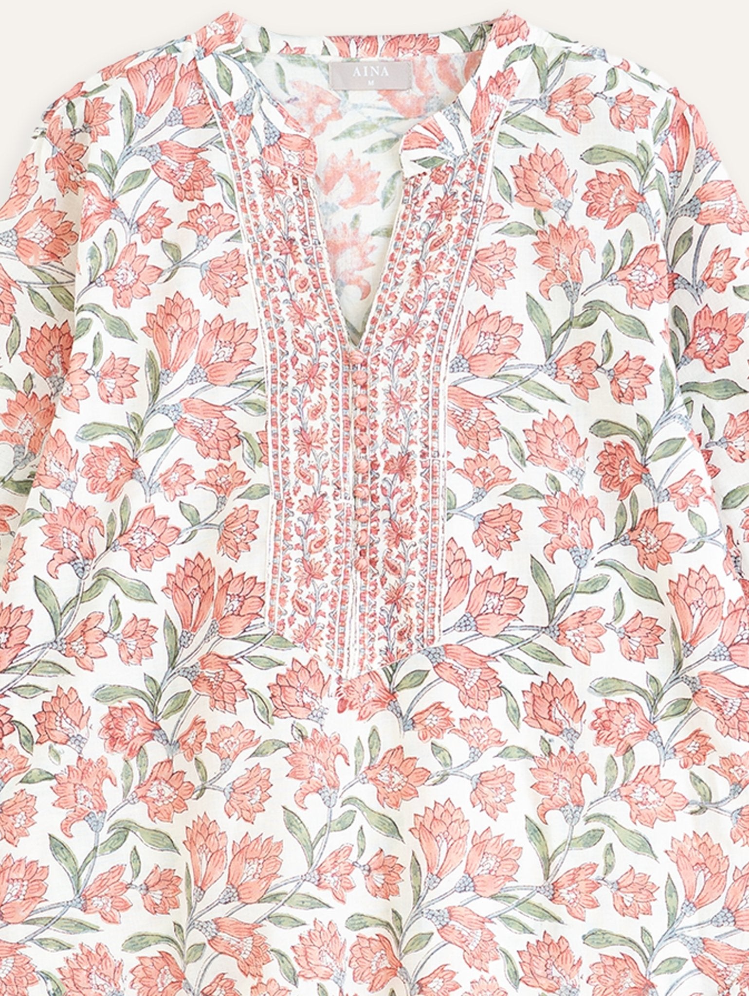 Keziah Cotton Block Printed Straight Kurta - AINA