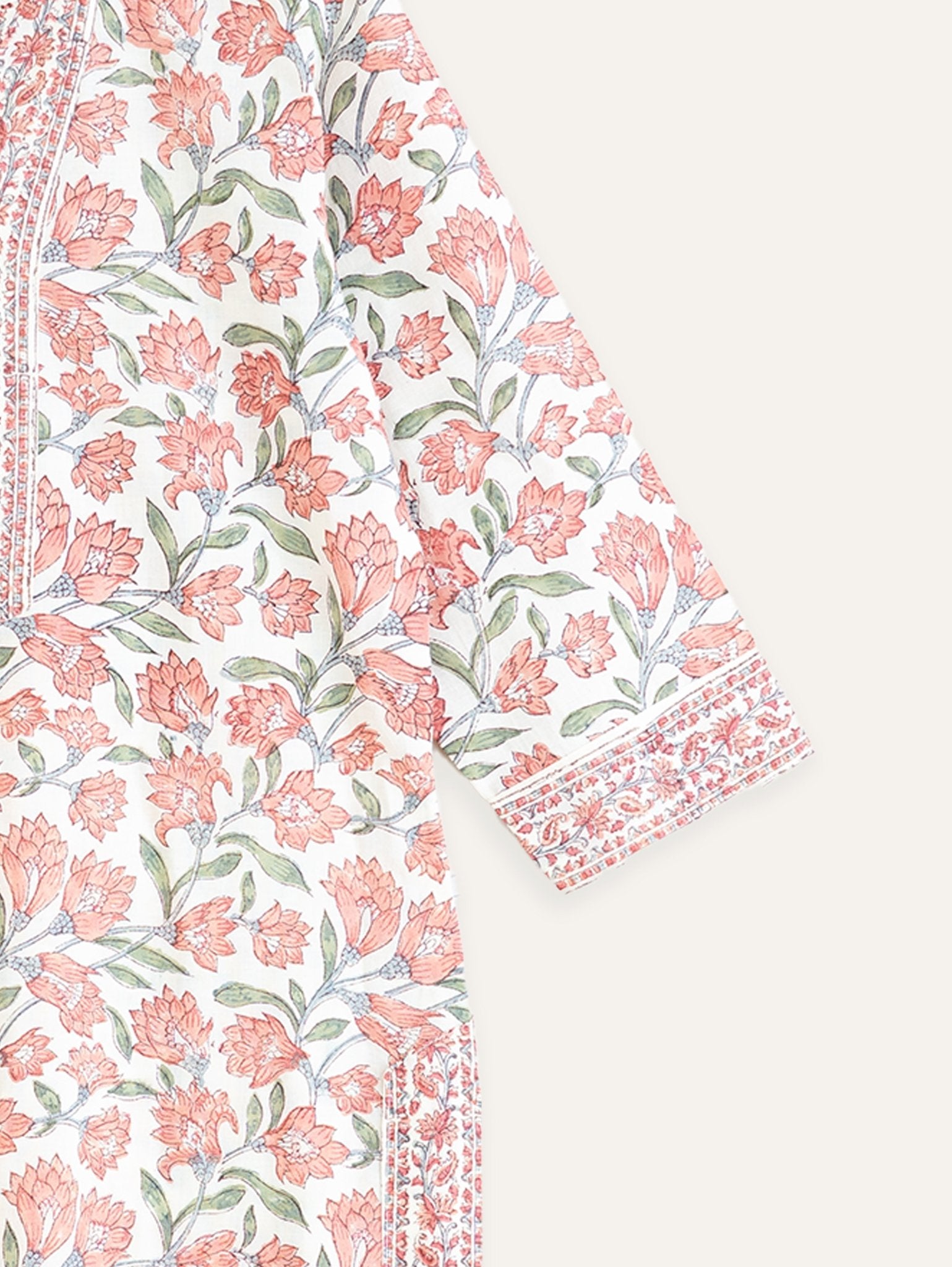 Keziah Cotton Block Printed Straight Kurta - AINA