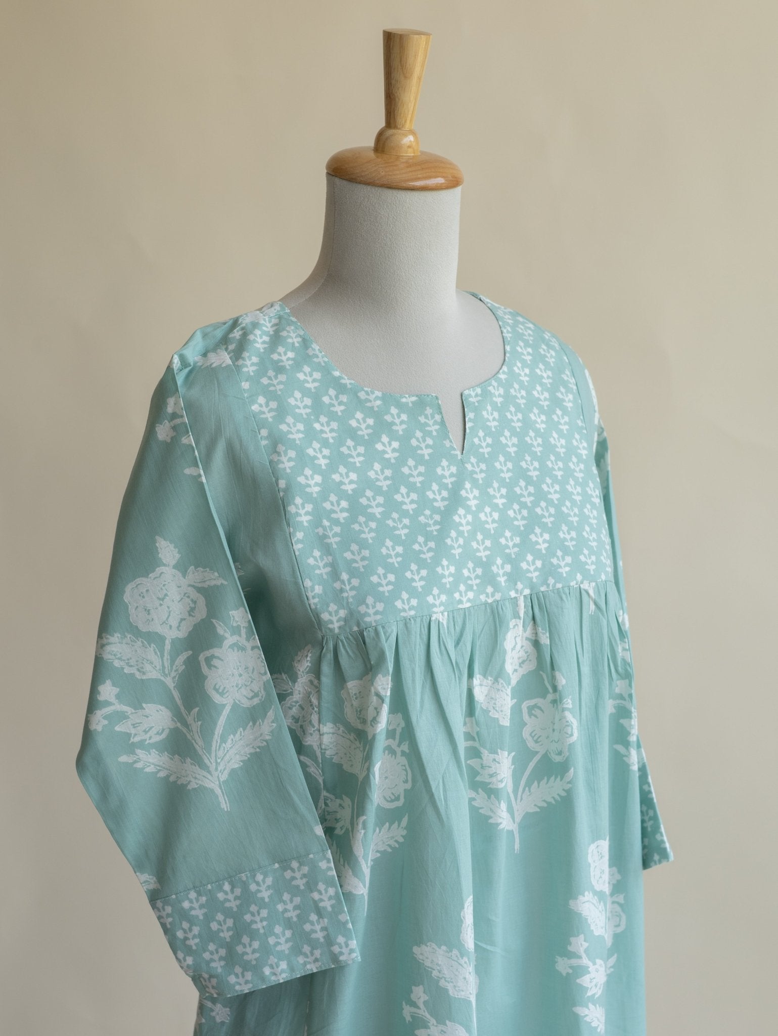 Kiyana Cotton Block Printed A - Line Kurta - AINA